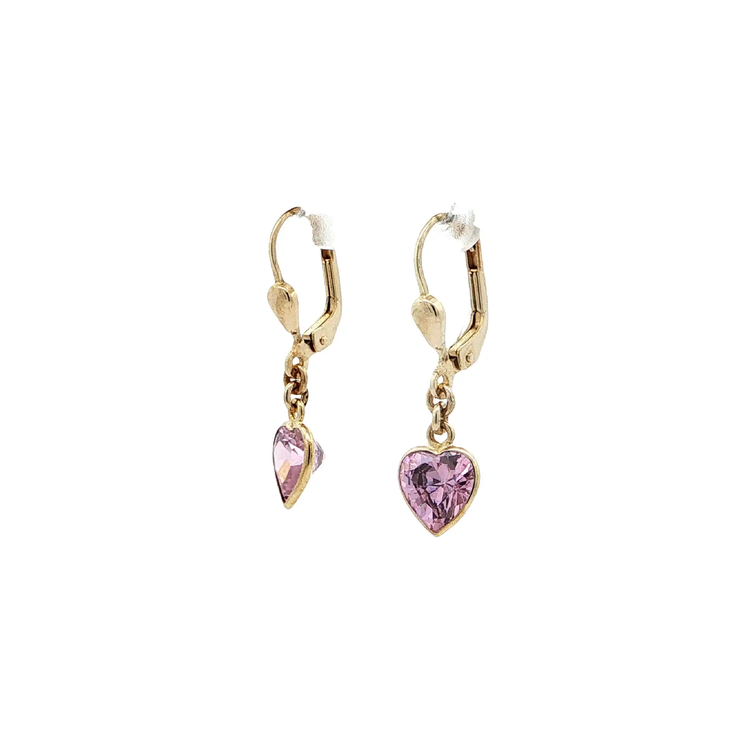 Ohrhänger Gelbgold "Herz" mit rosa Farbstein Ohrhänger Gelbgold "Herz" mit rosa Farbstein