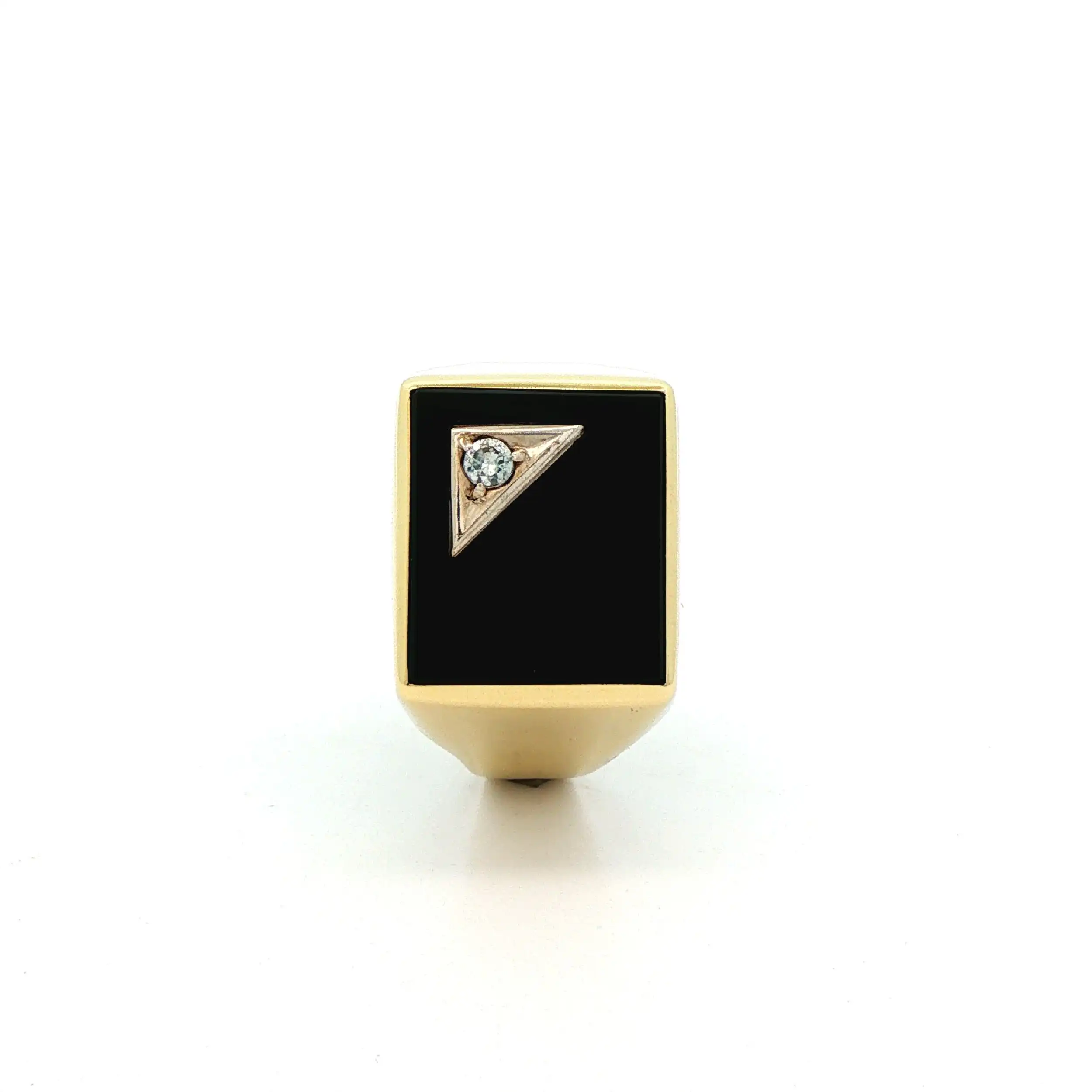 Ring Gelbgold mit Onyx und Farbstein