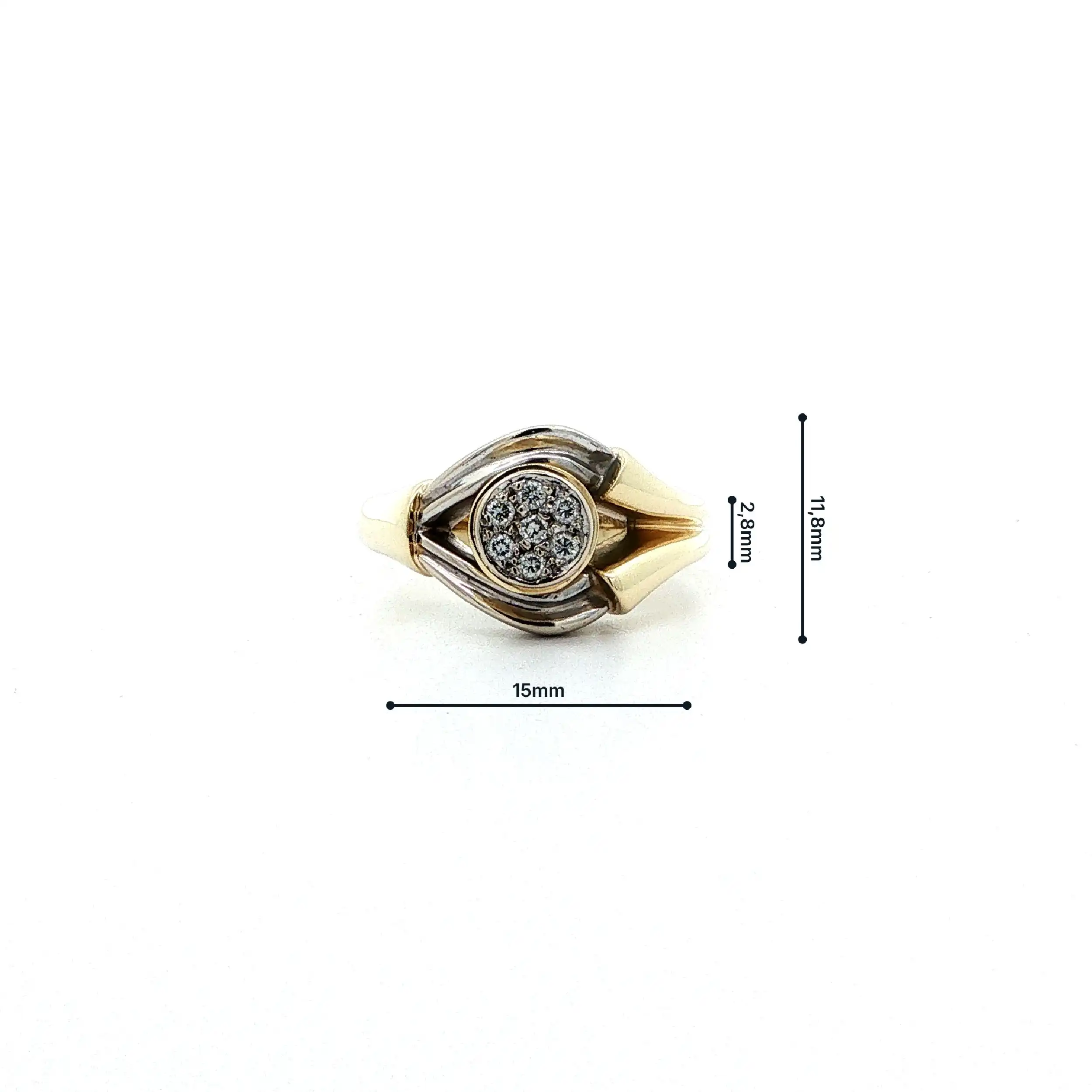 Ring Bicolor mit Brillanten, graviert mit 0,14ct.