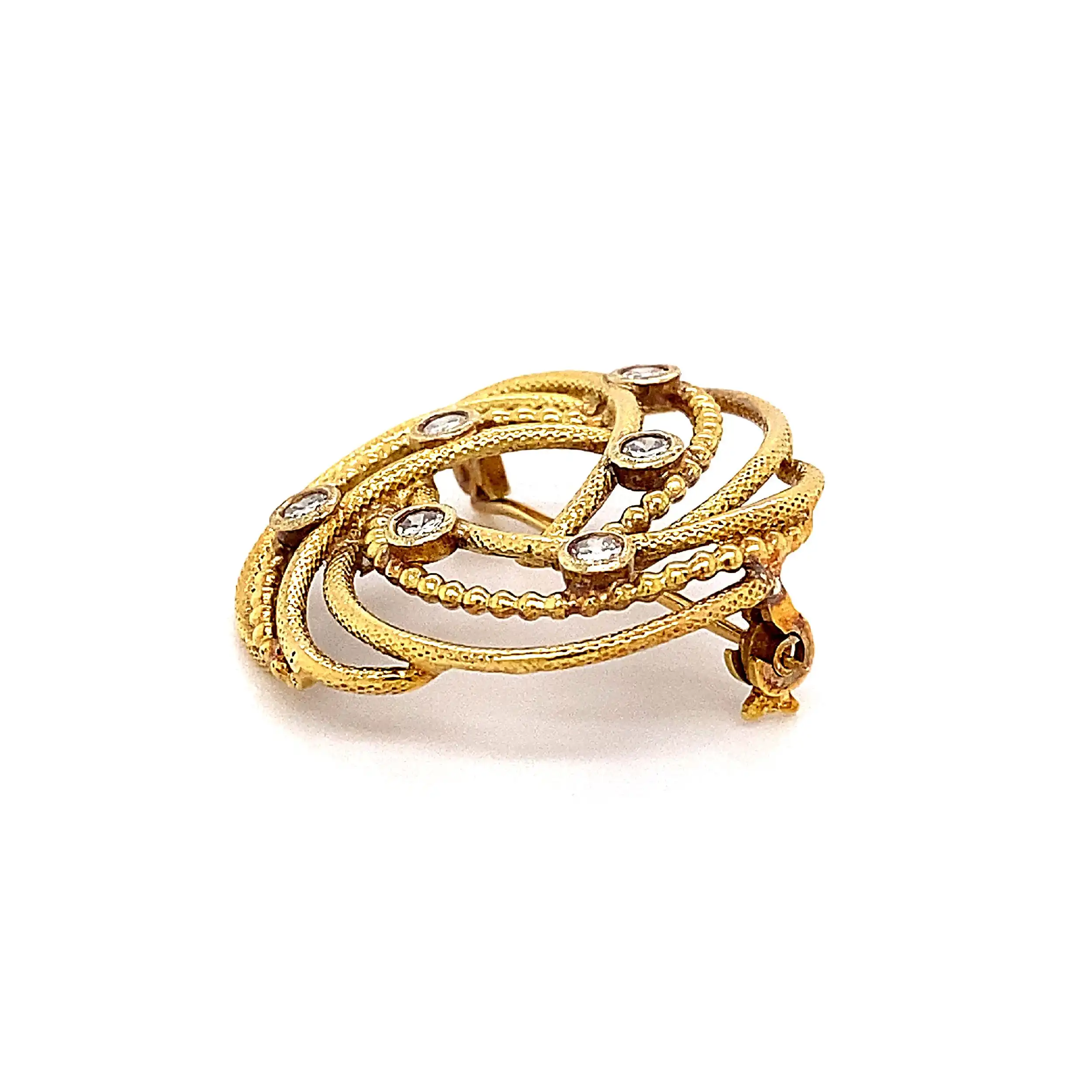 Brosche Gelbgold mit Brillanten mattiert Brosche Gelbgold mit Brillanten mattiert