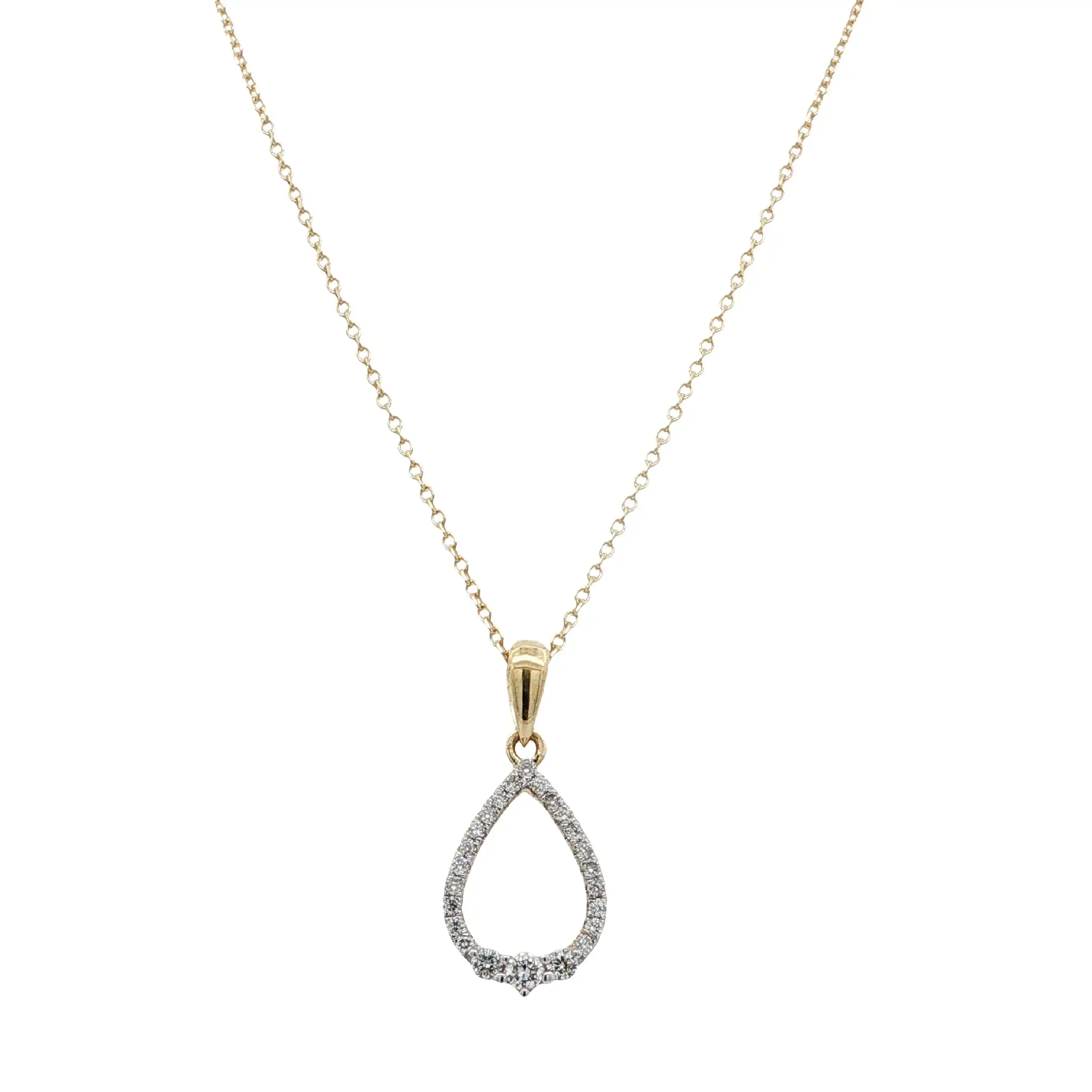Kette Gelbgold mit Anhänger "Tropfen" & Brillanten 0,22ct. TW/SI Kette Gelbgold mit Anhänger "Tropfen" & Brillanten 0,22ct. TW/SI