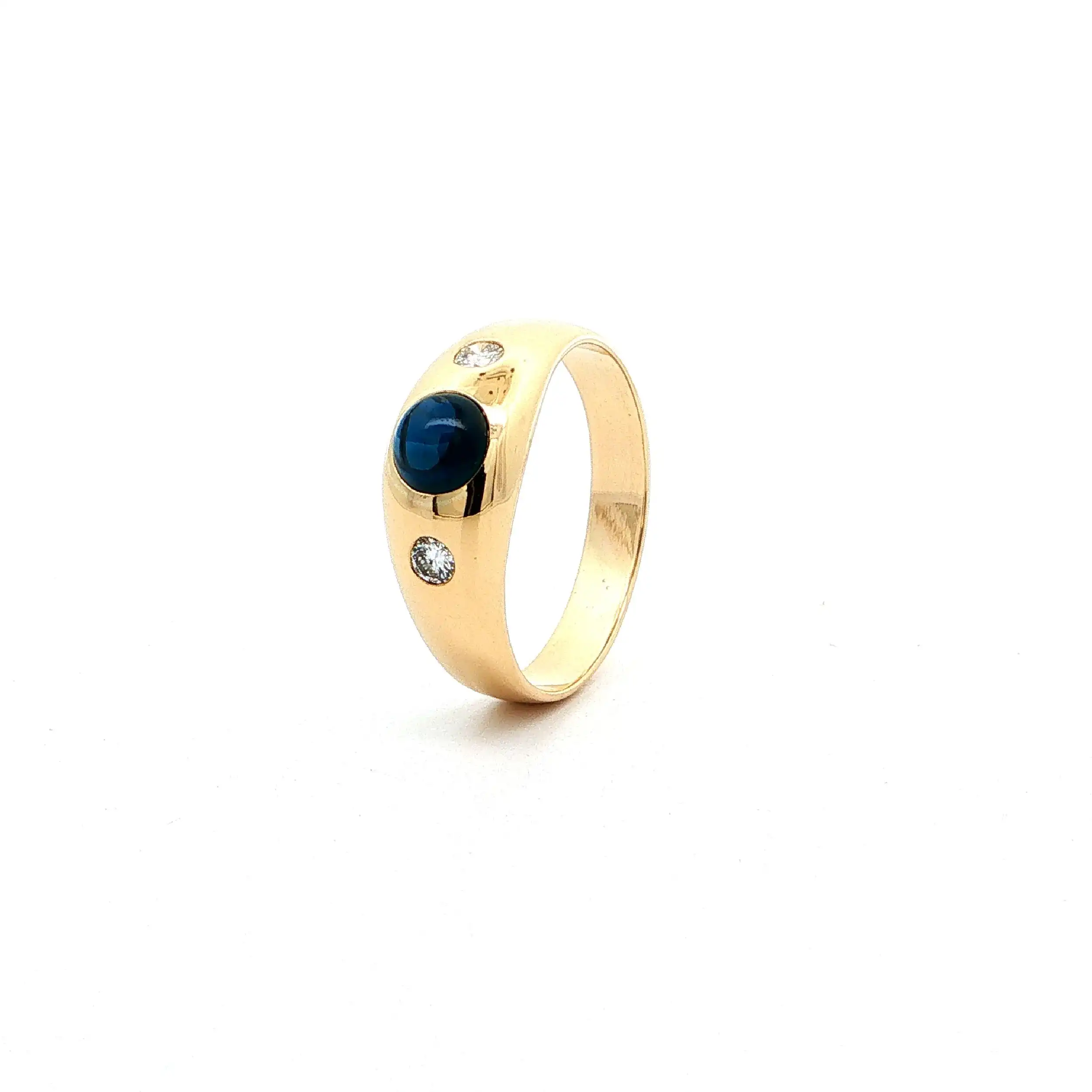 Ring Gelbgold mit Saphir Cabochon & Brillanten