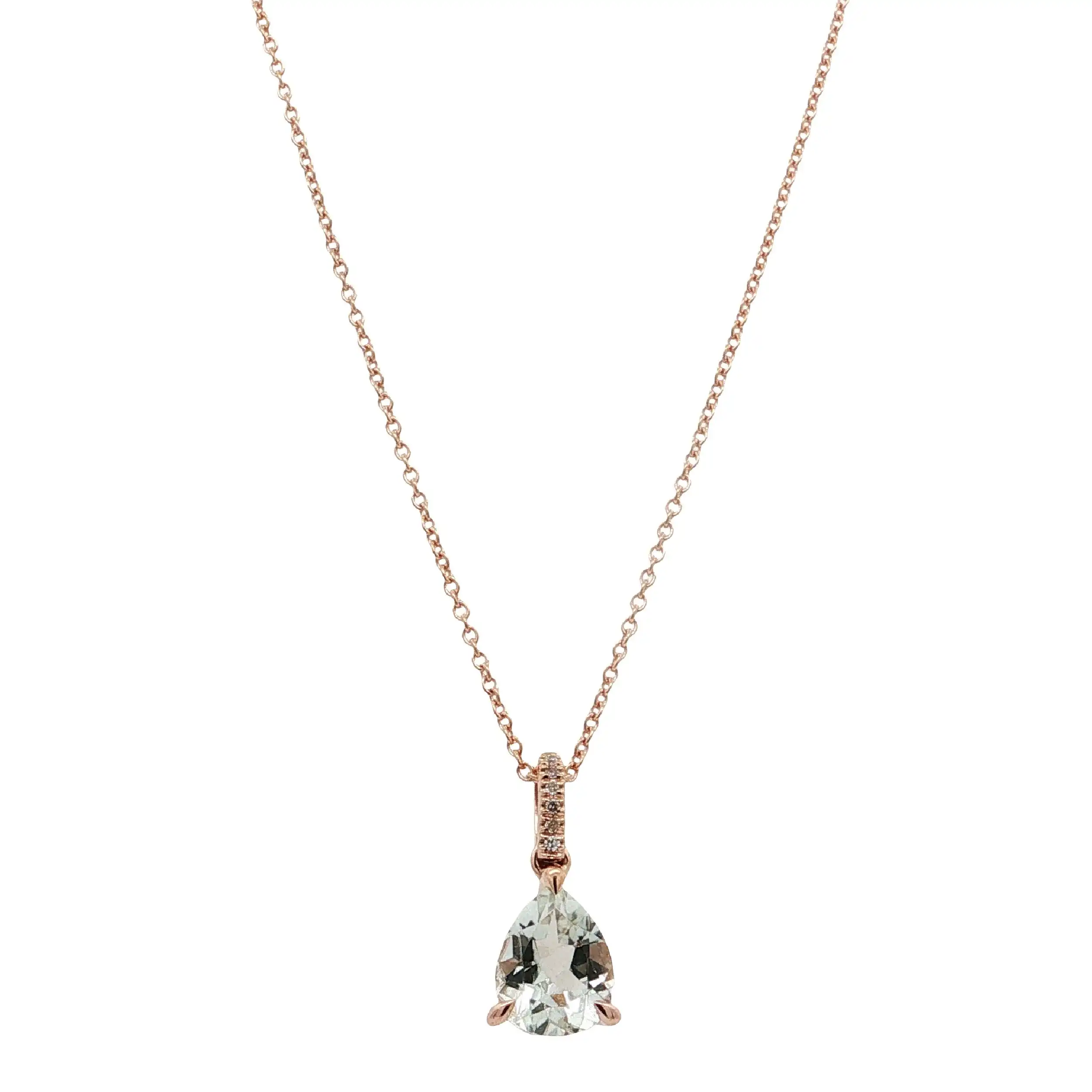 Collier Roségold mit Diamanten 0,02ct. TW/SI & grünem Amethyst 1,51ct. Collier Roségold mit Diamanten 0,02ct. TW/SI & grünem Amethyst 1,51ct.