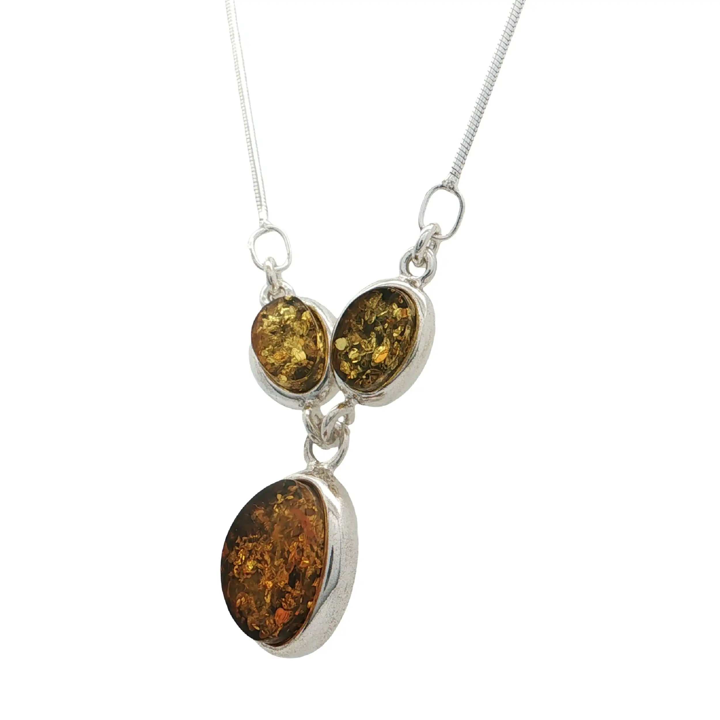 Schlangencollier mit Bernsteinanhänger