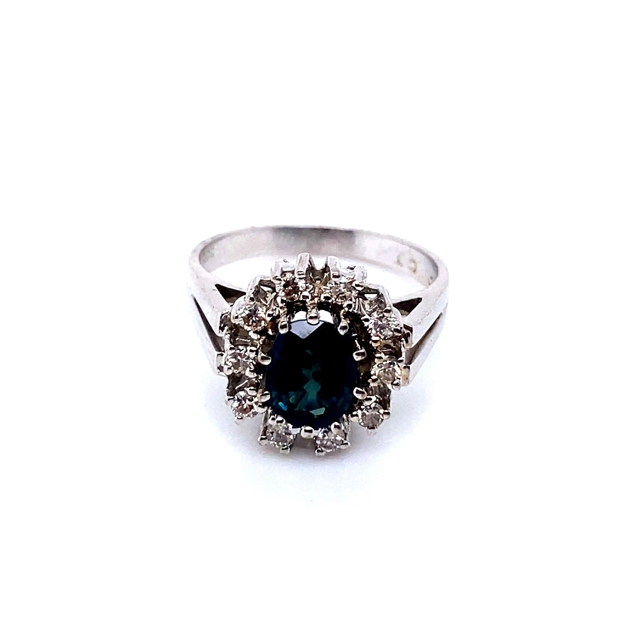 Ring Weißgold mit Brillanten und Saphir