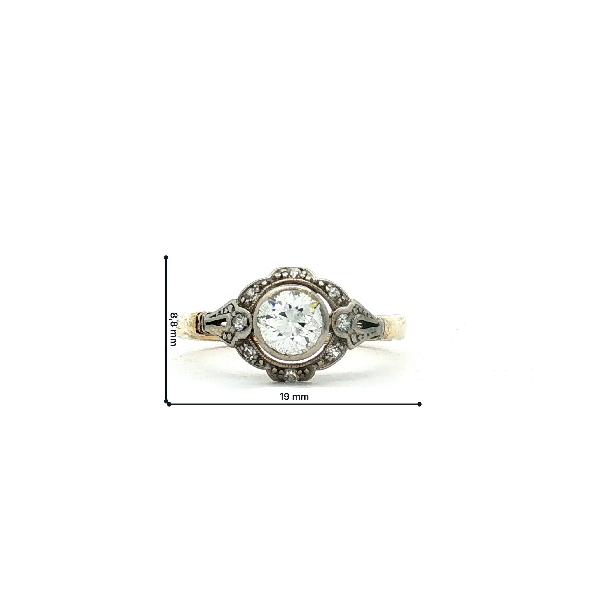 Ring Bicolor mit Altschliff und Diamanten