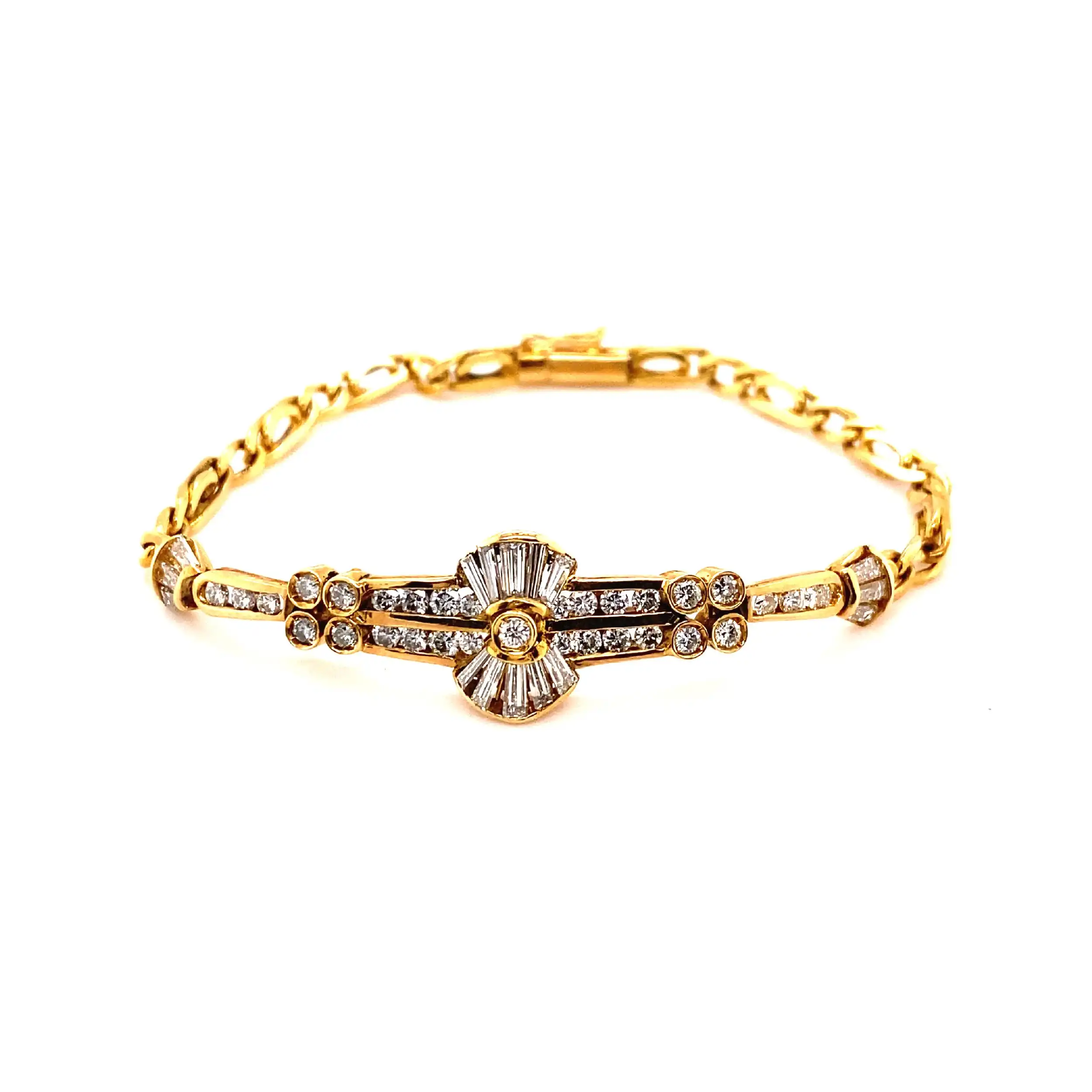 Armband Gelbgold mit Baguettediamanten und Brillanten Armband Gelbgold mit Baguettediamanten und Brillanten