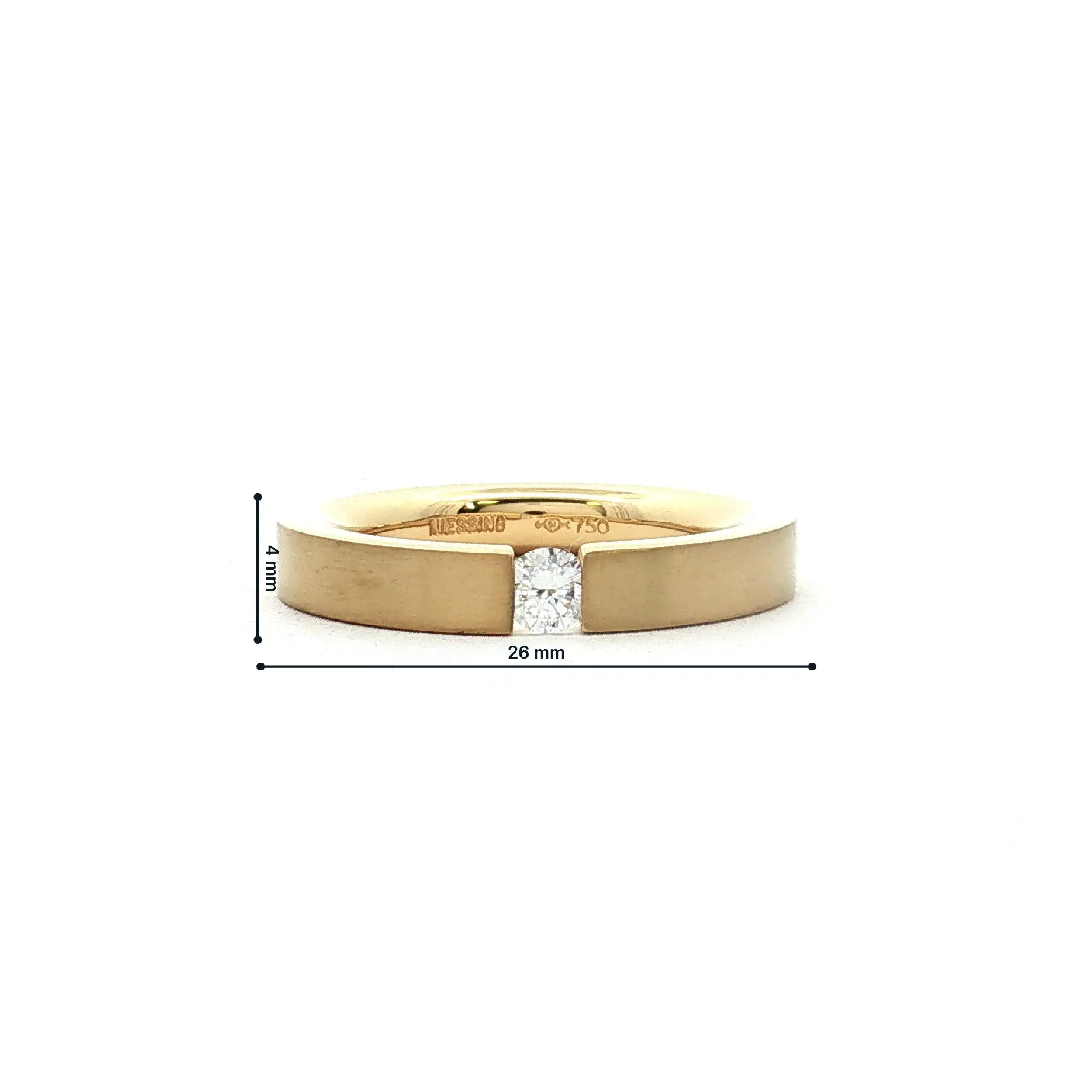 Spannring Gelbgold Niessing flach mit Brillant Solitär Spannring Gelbgold Niessing flach mit Brillant Solitär