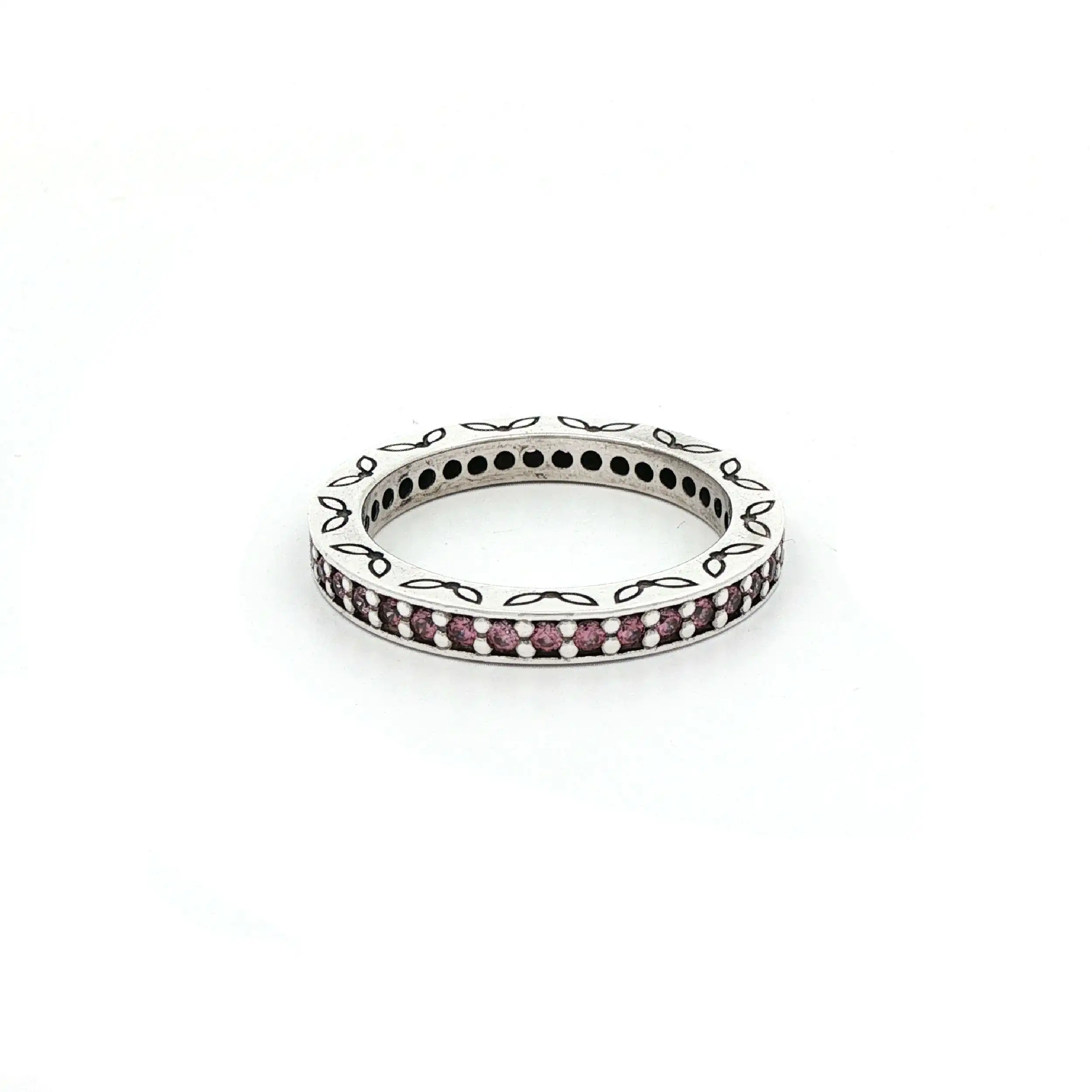 Memoryring Silber mit pinken Farbsteinen