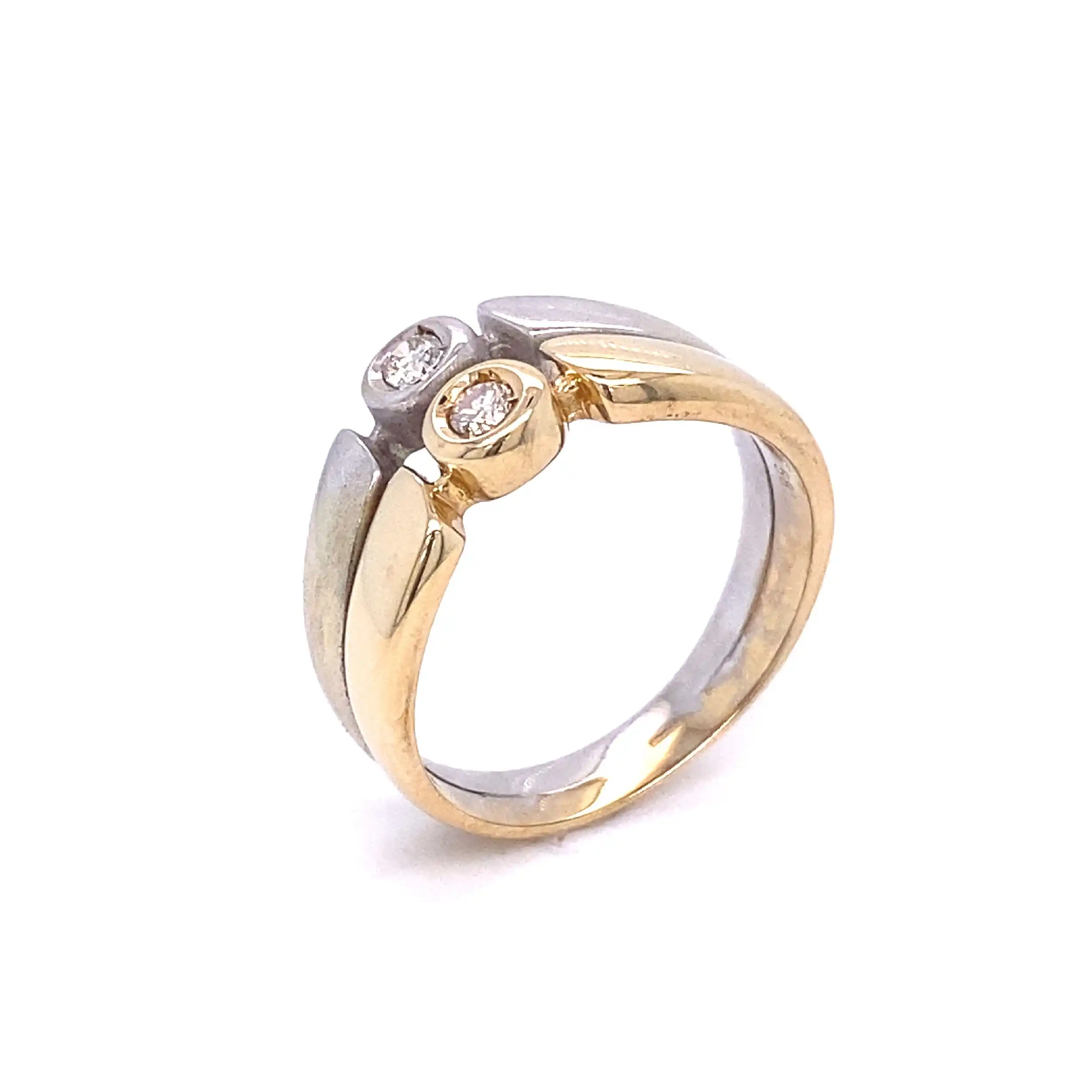 Ring Bicolor Gelbgold/Weißgold mit 2 Brillanten Ring Bicolor Gelbgold/Weißgold mit 2 Brillanten