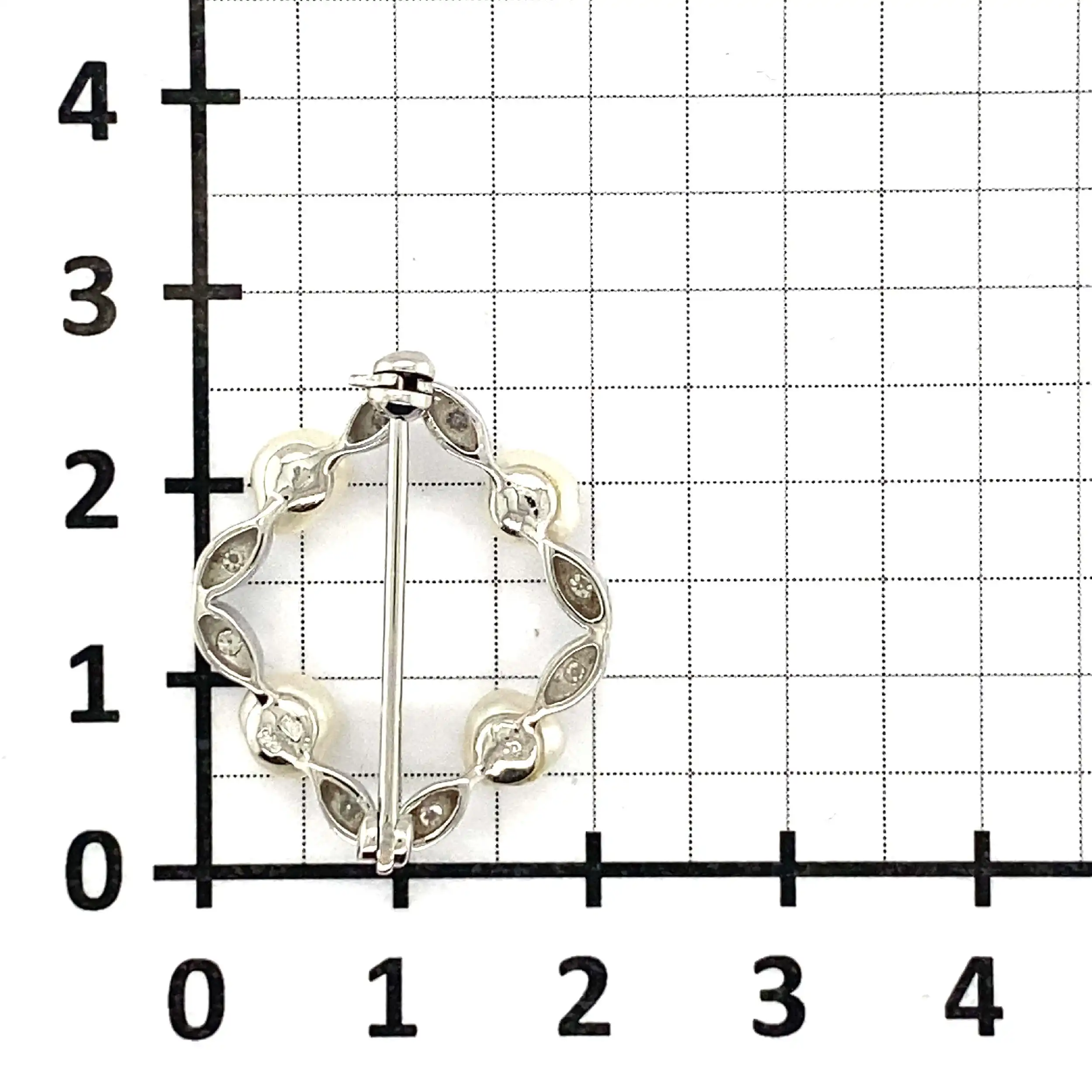 Brosche Weißgold mit Perlen und Diamanten