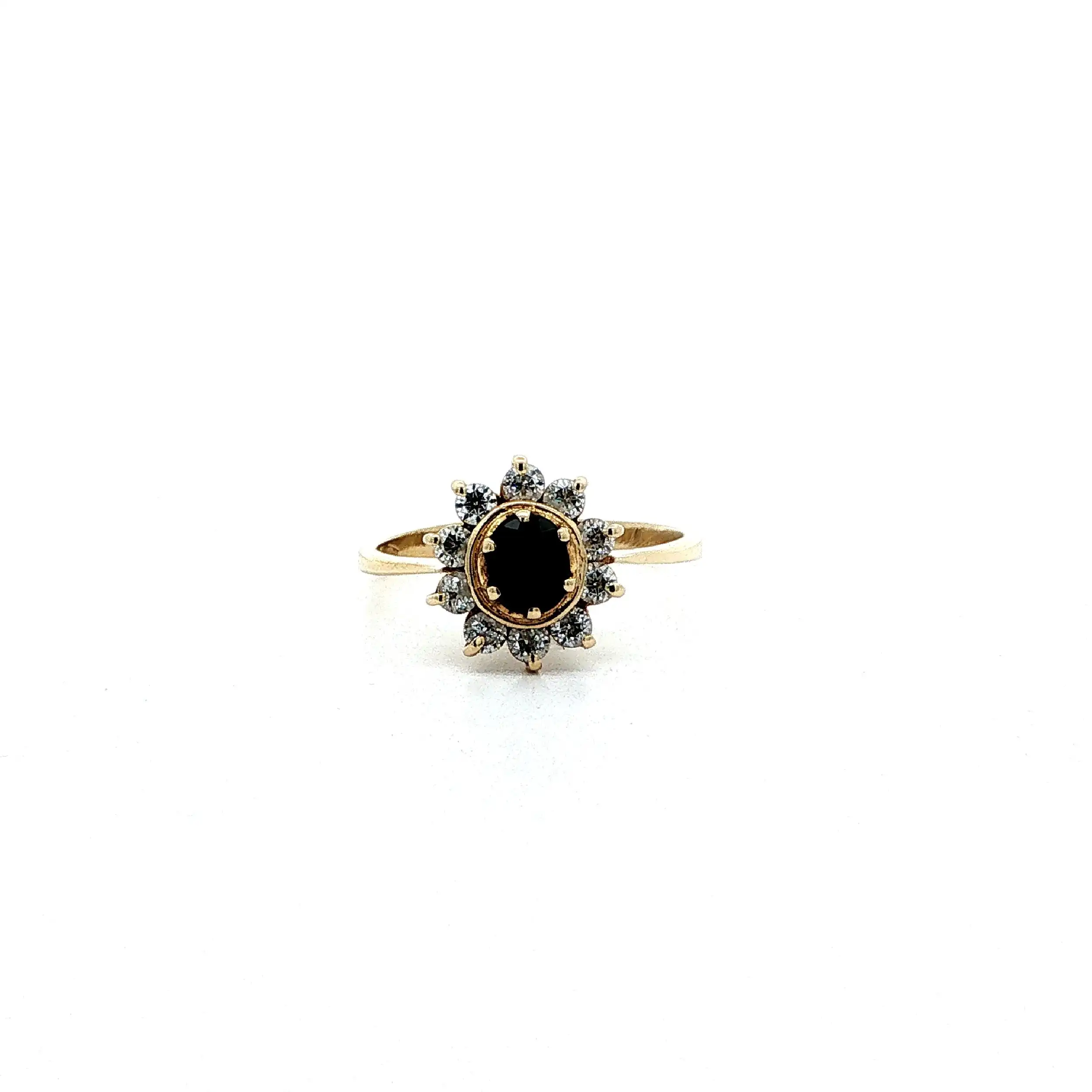 Ring Gelbgold mit blauem Farbstein & Zirkonia