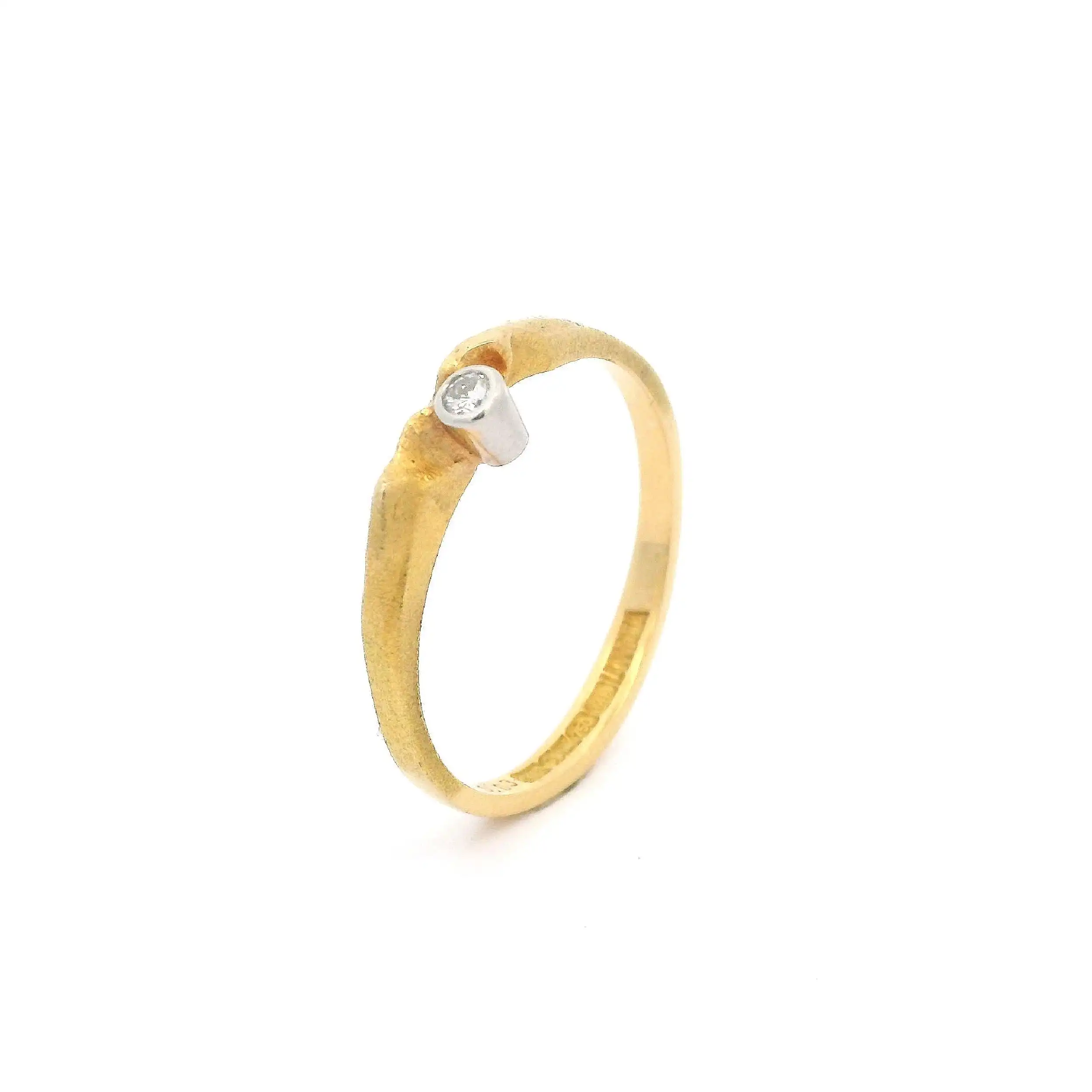 Ring Bicolor Lapponia Admeta 1989 M8 mit Brillant Solitär, graviert mit 0,03ct