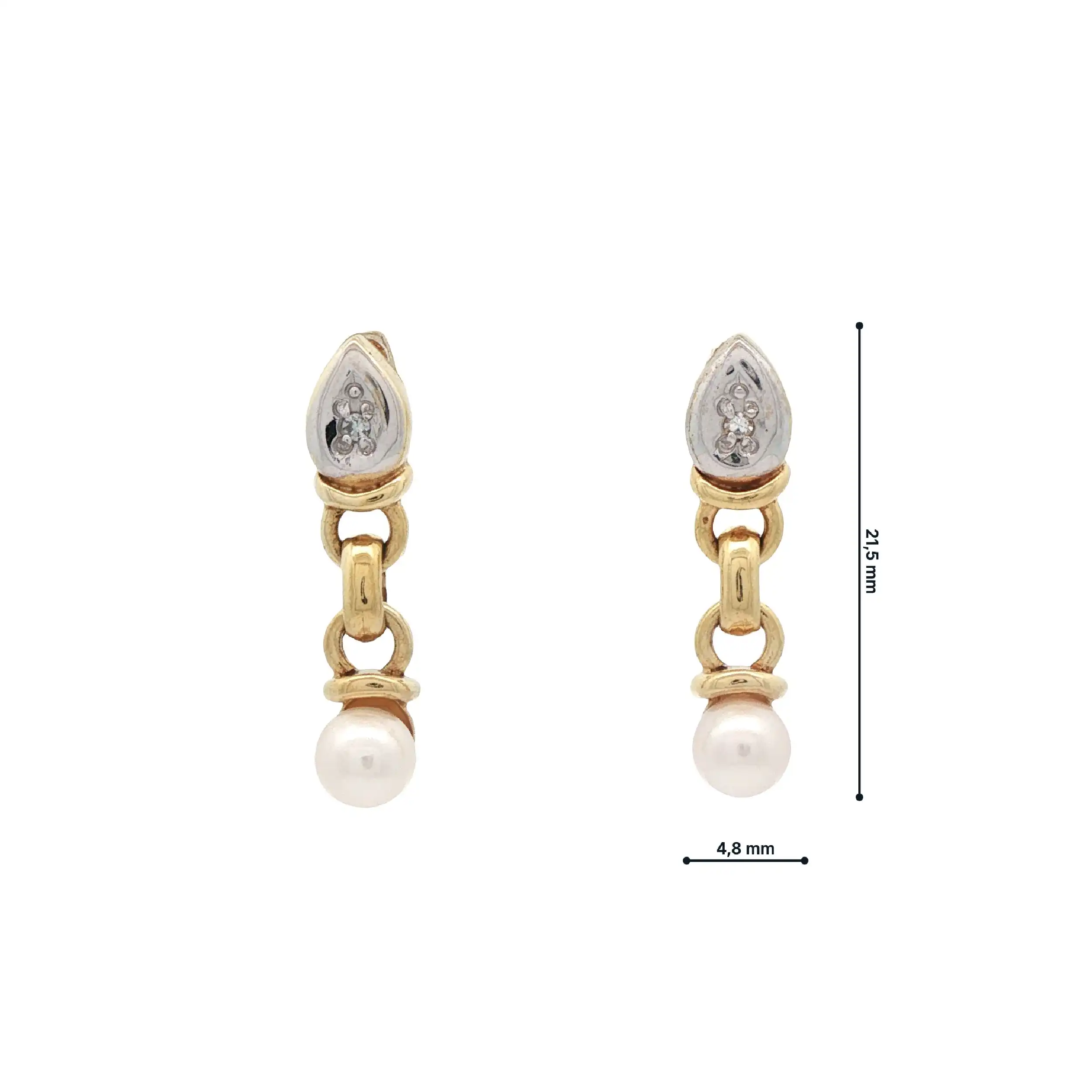 Ohrhänger Gelbgold mit Perlen und Diamanten