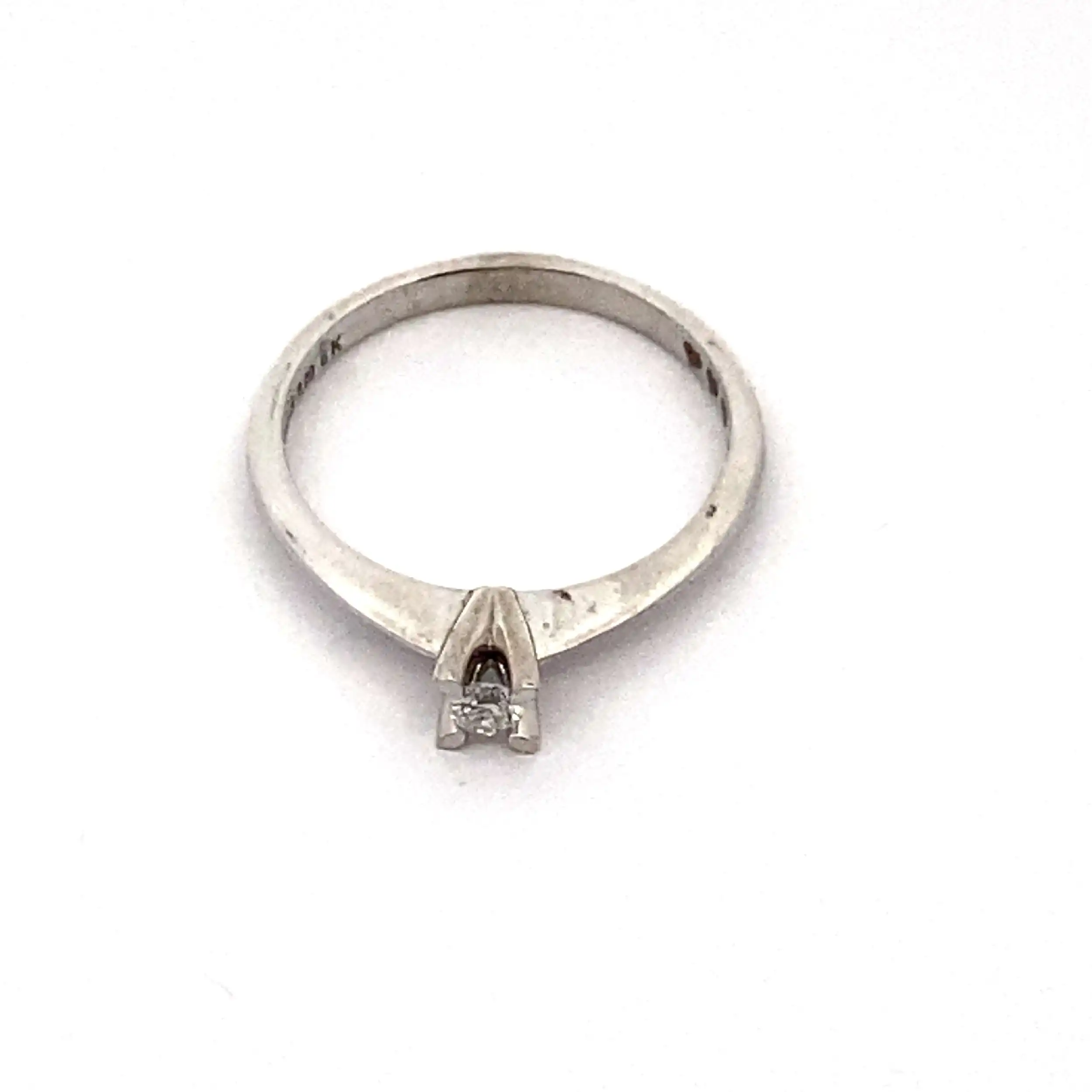 Ring Weißgold mit Brillant Solitär, graviert mit 0,09ct