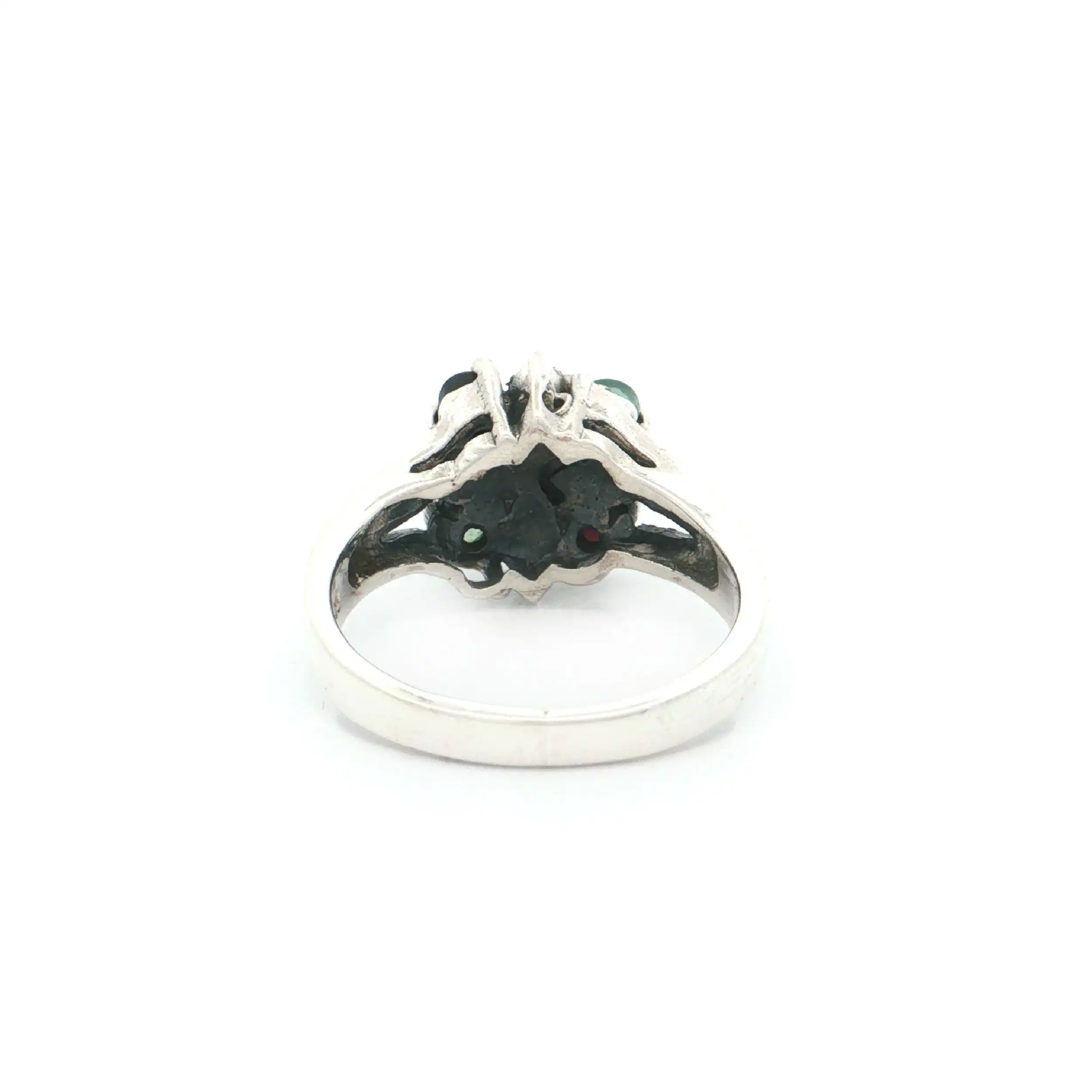Ring Silber mit Farbsteinen und Markasiten