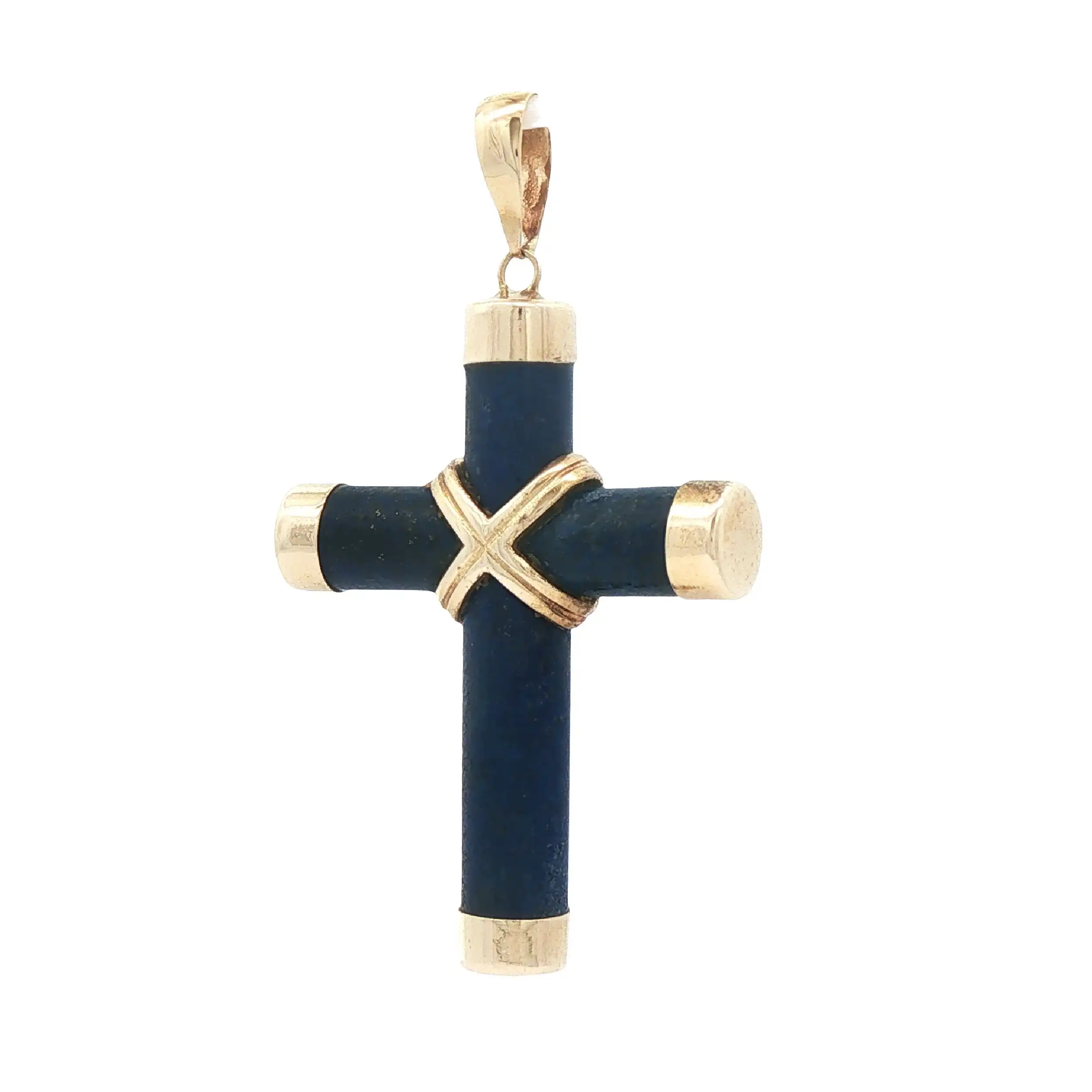 Kreuzanhänger Gelbgold mit Lapis