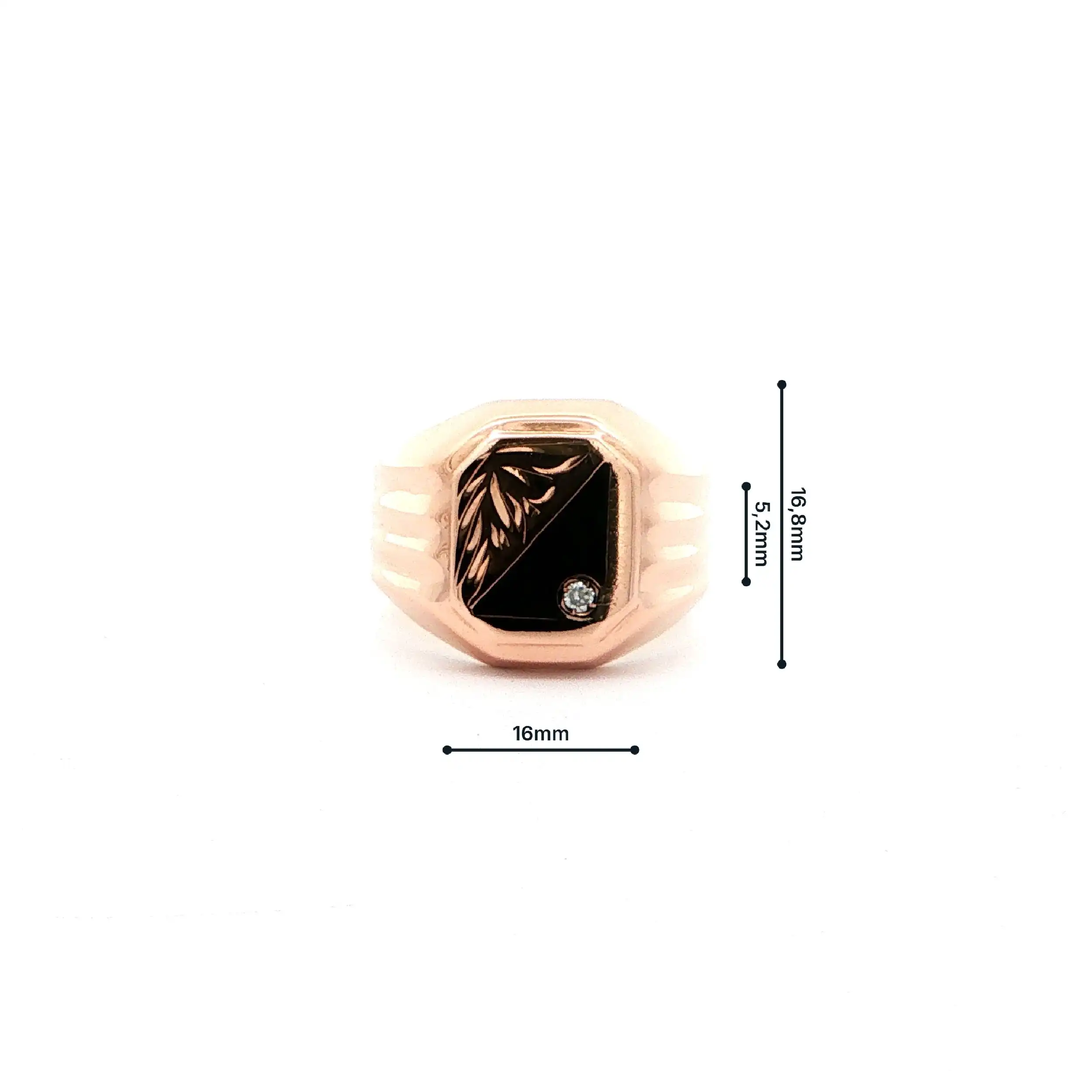 Ring Roségold mit schwarzem Farbstein & Zirkonia