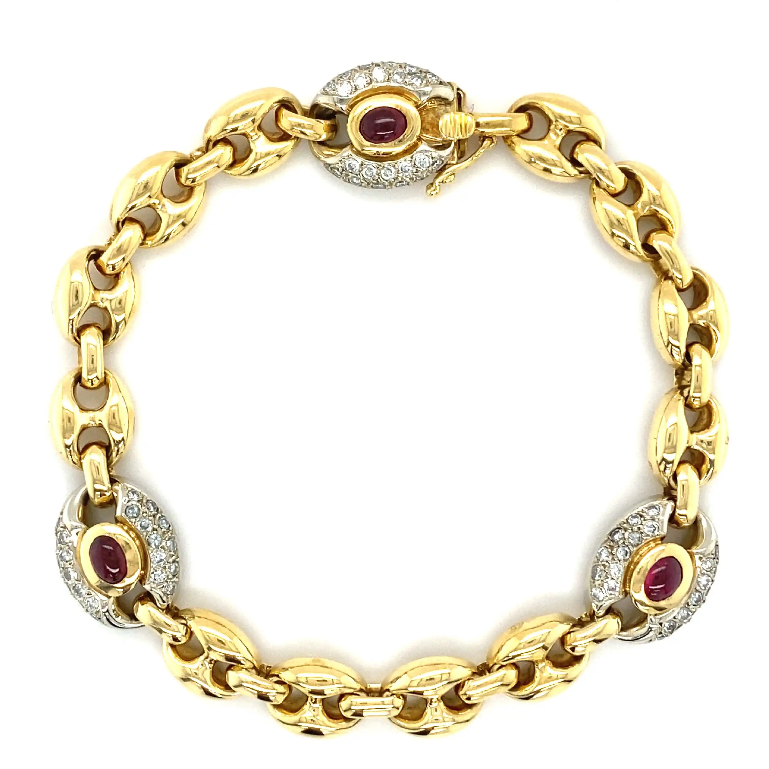 Bohnenarmband Bicolor mit Rubinen & Brillanten