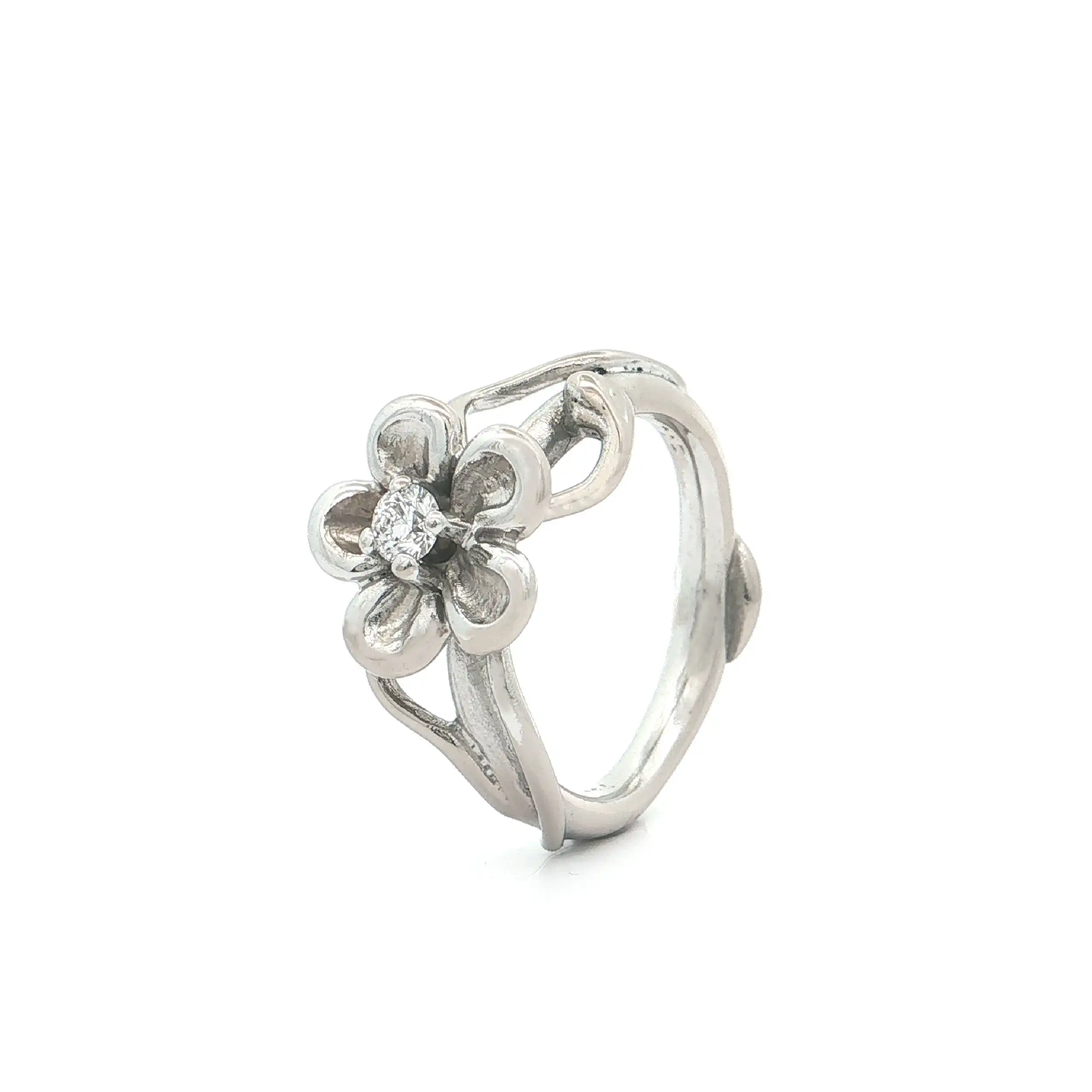 Ring Weißgold mit Brillant "Blume"