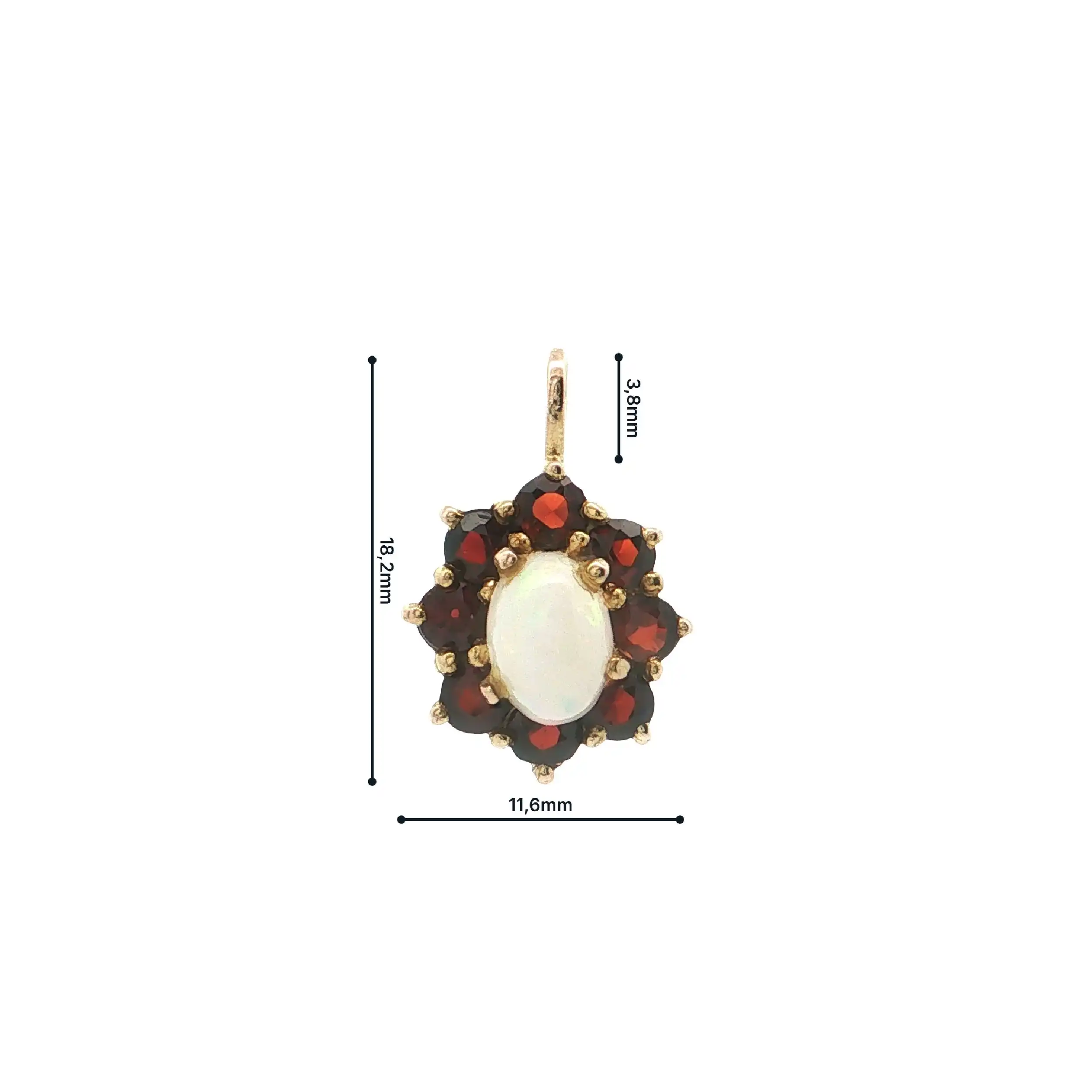 Anhänger Gelbgold mit Opal und Granat Anhänger Gelbgold mit Opal und Granat
