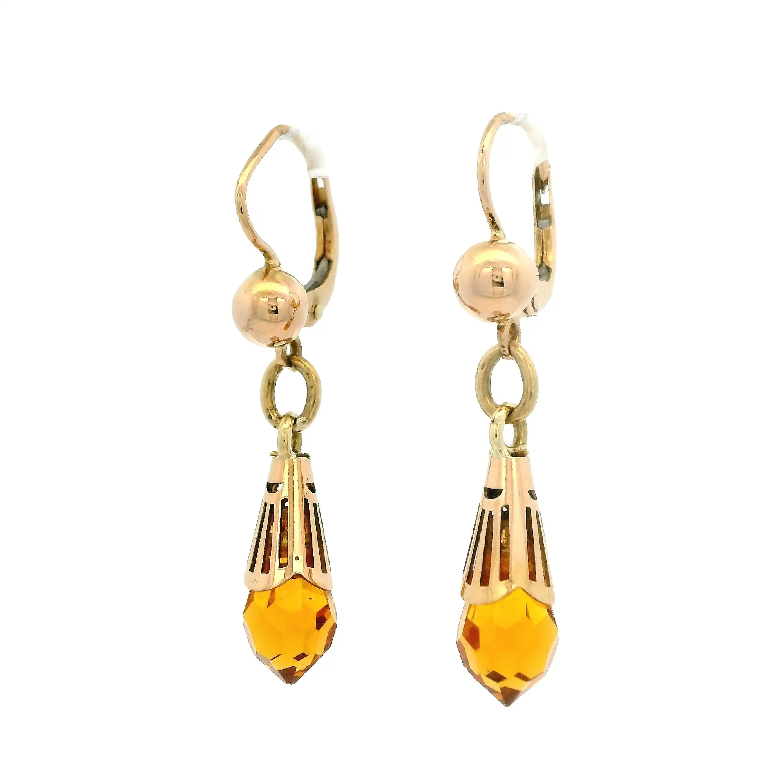 Ohrhänger Gelbgold mit orangenem Farbstein Ohrhänger Gelbgold mit orangenem Farbstein
