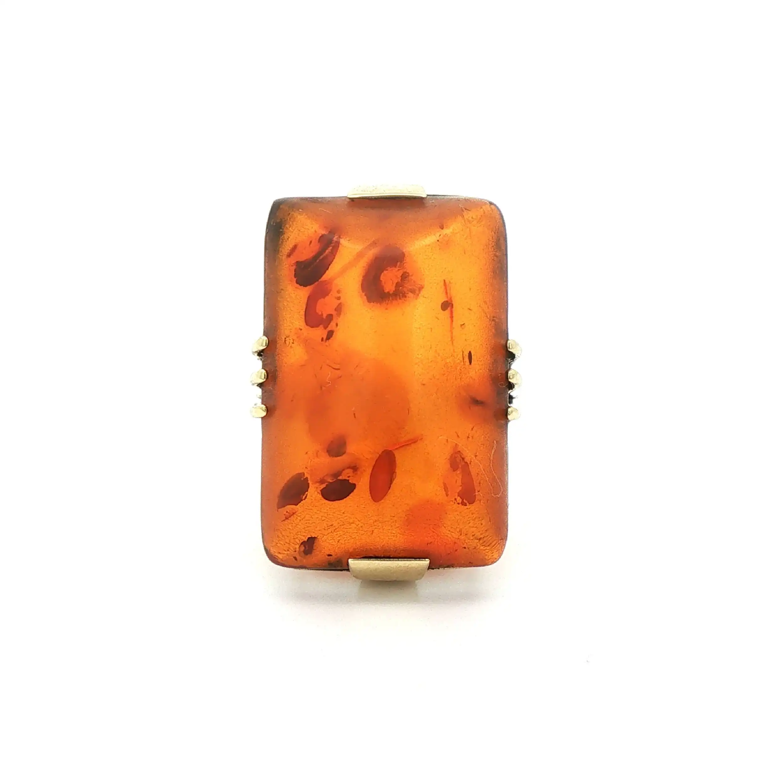 RIng Gelbgold mit Bernstein