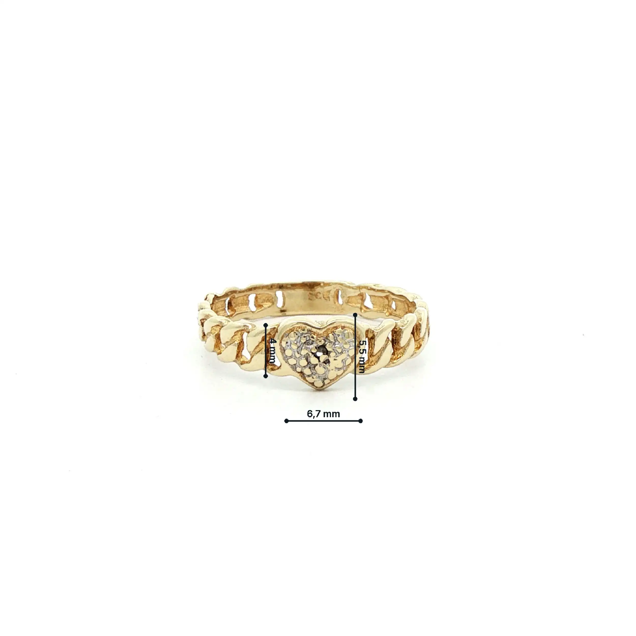 Ring Gelbgold Panzermuster "Herz" mit Diamantrose Ring Gelbgold Panzermuster "Herz" mit Diamantrose