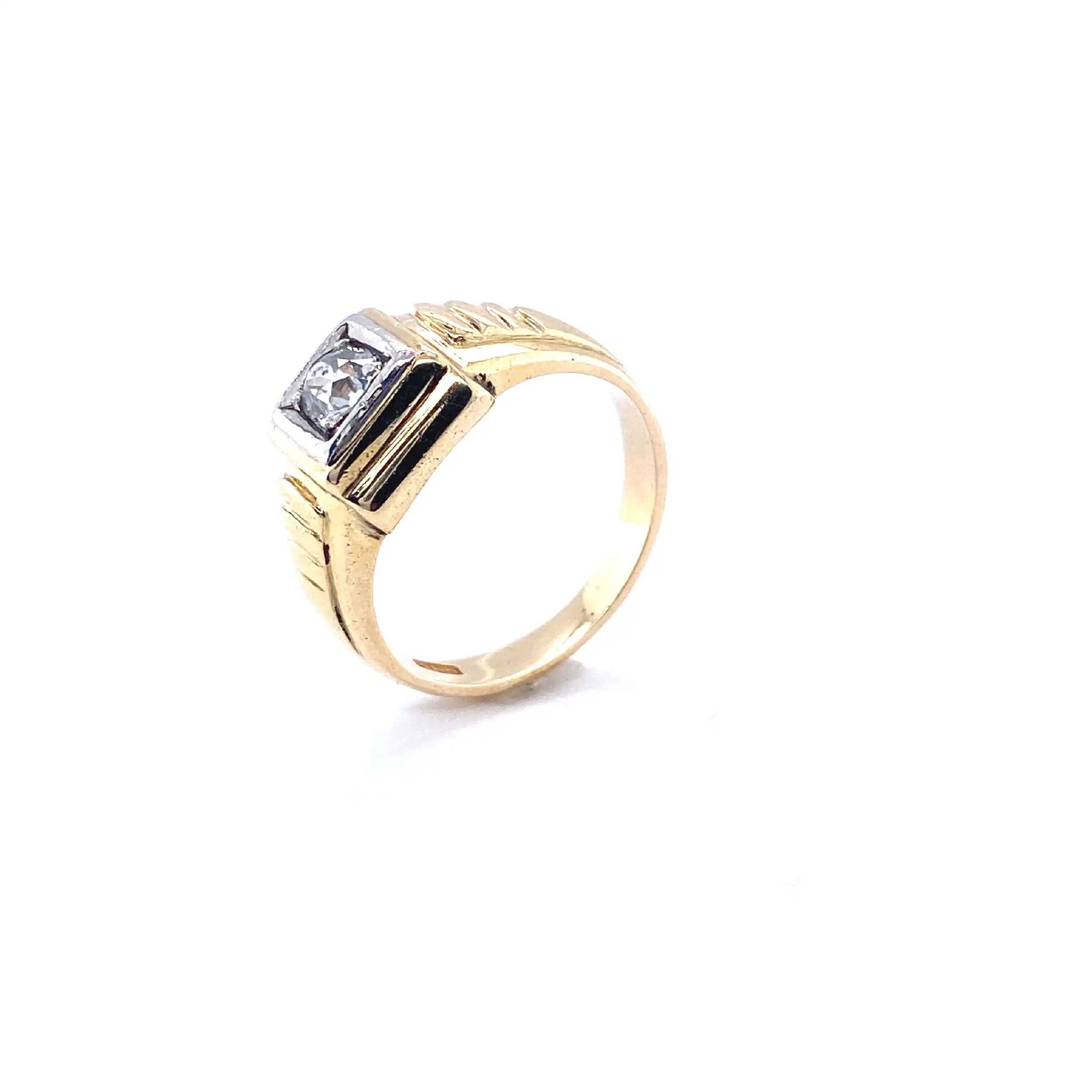 Herrenring Bicolor mit Brillant Altschliff Herrenring Bicolor mit Brillant Altschliff