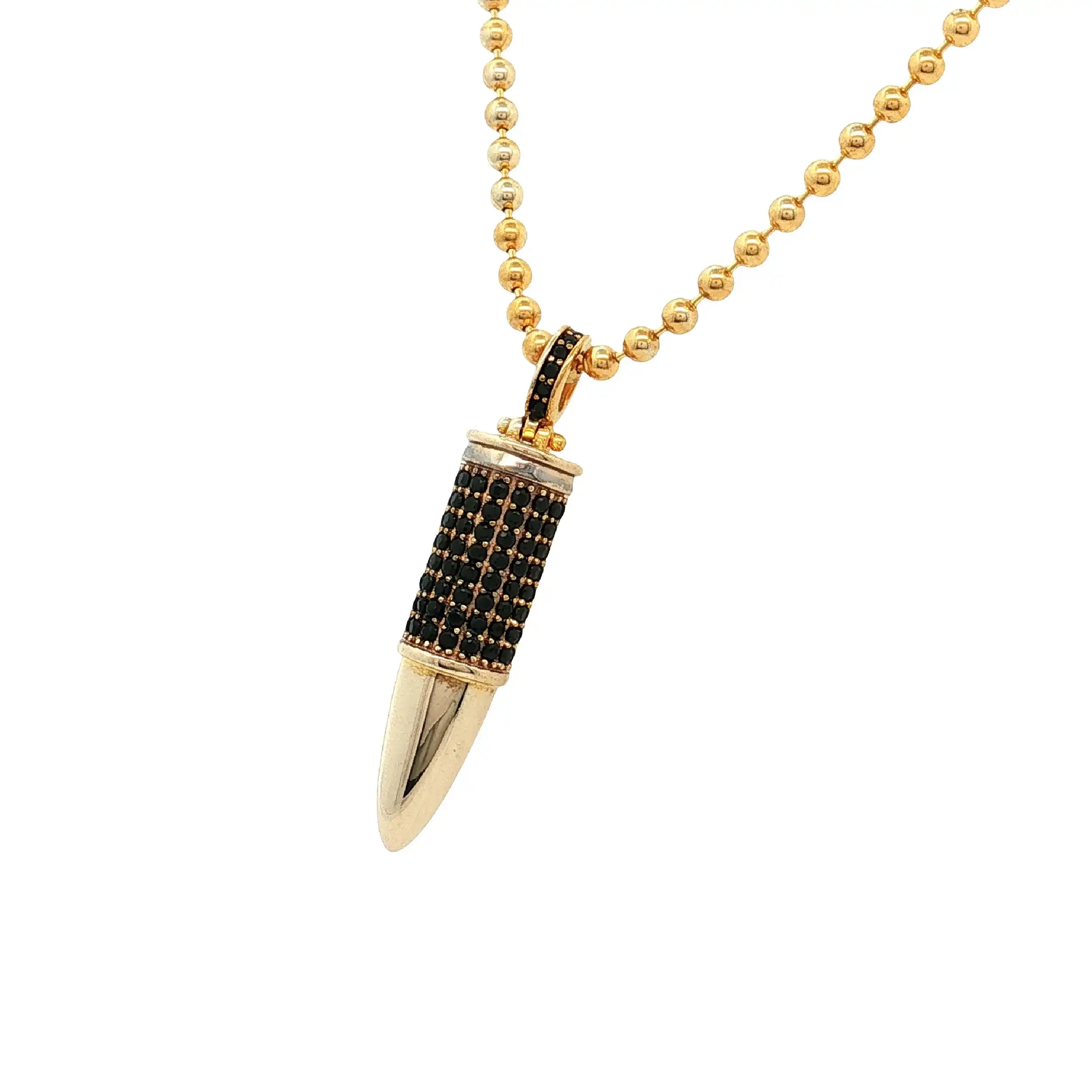 Kugelkette Gelbgold mit Anhänger mit schwarzen Zirkonia Kugelkette Gelbgold mit Anhänger mit schwarzen Zirkonia