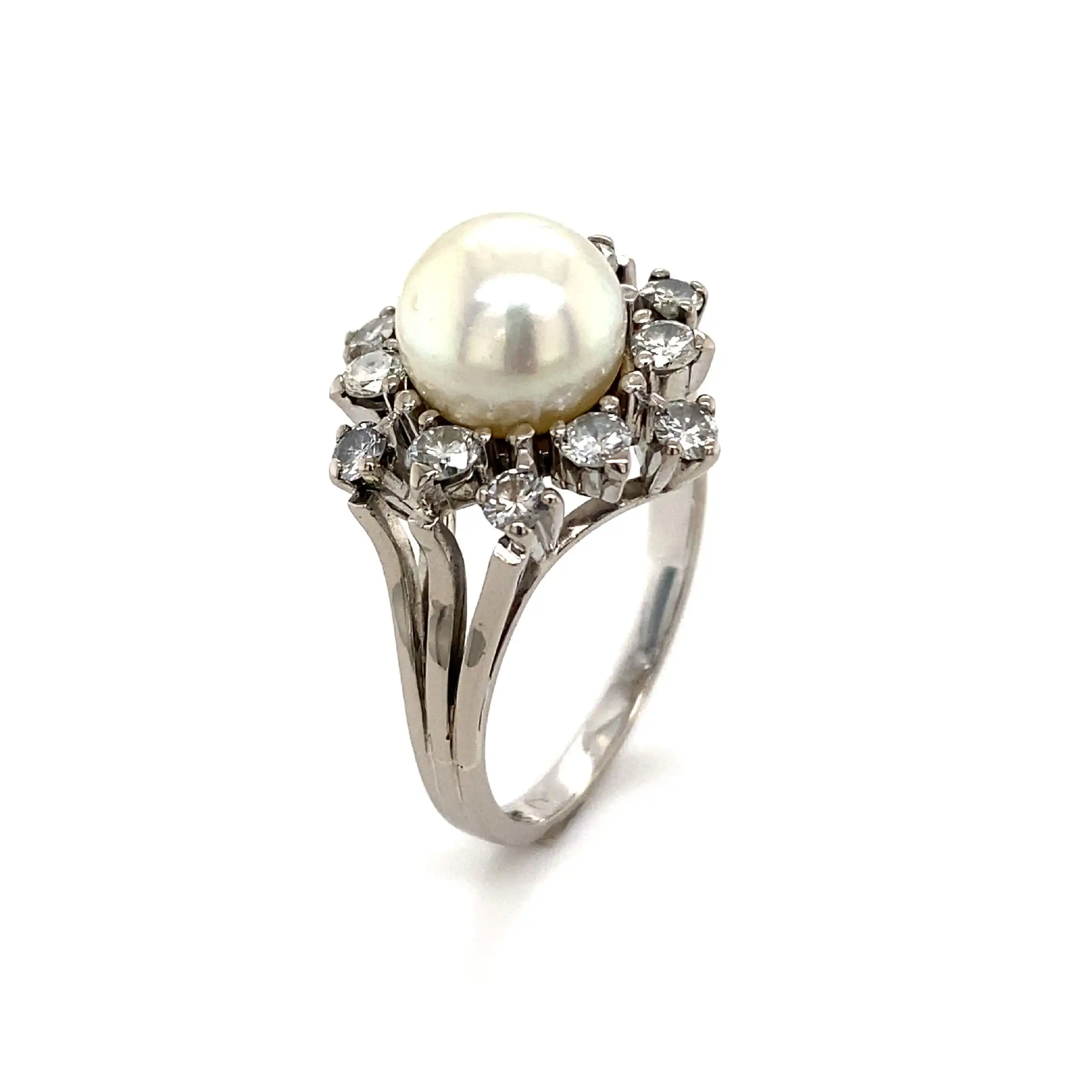 Ring Weißgold mit Perle & Brillanten Ring Weißgold mit Perle & Brillanten