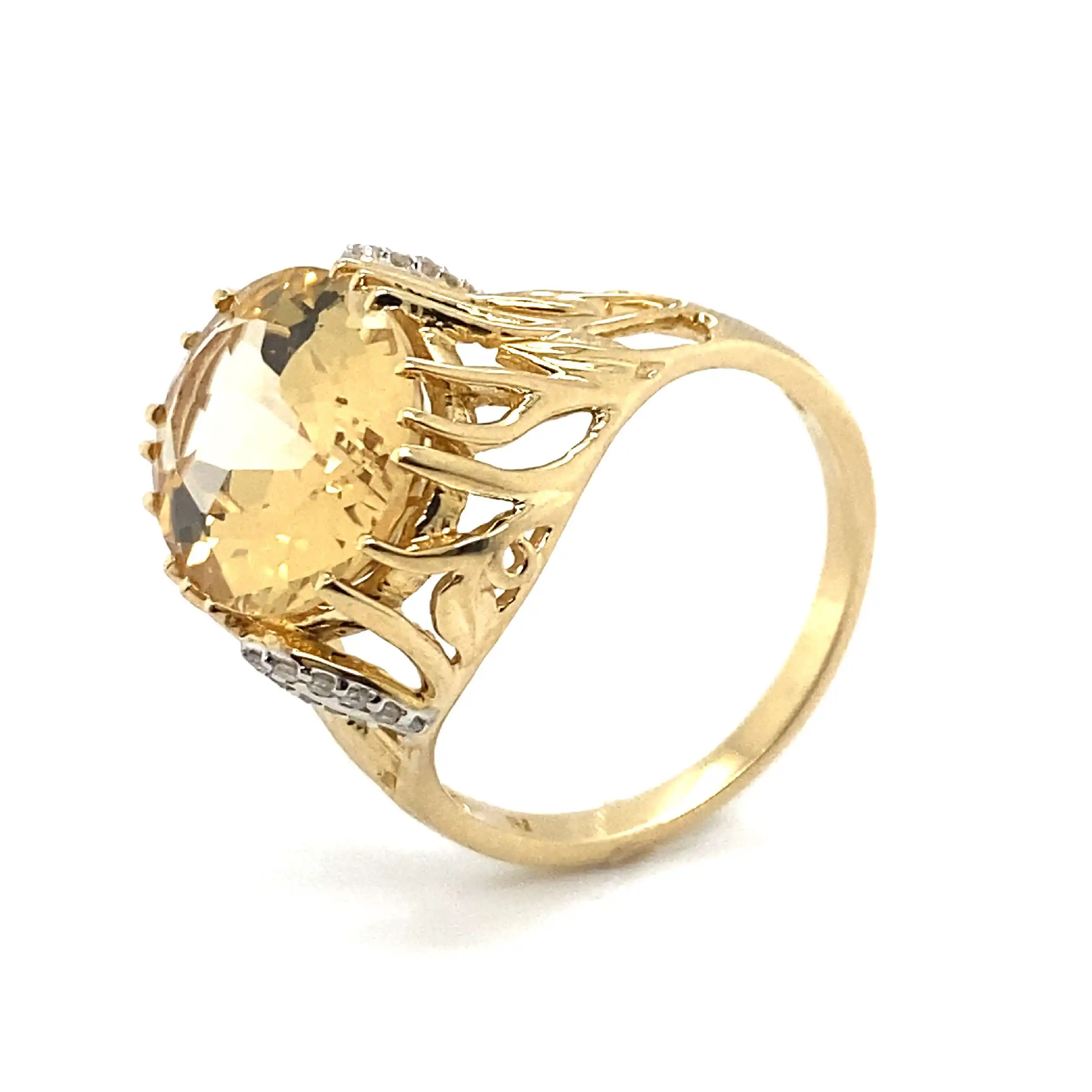 Ring Gelbgold mit Heliodor und Diamanten, mit EPL Expertise Ring Gelbgold mit Heliodor und Diamanten, mit EPL Expertise
