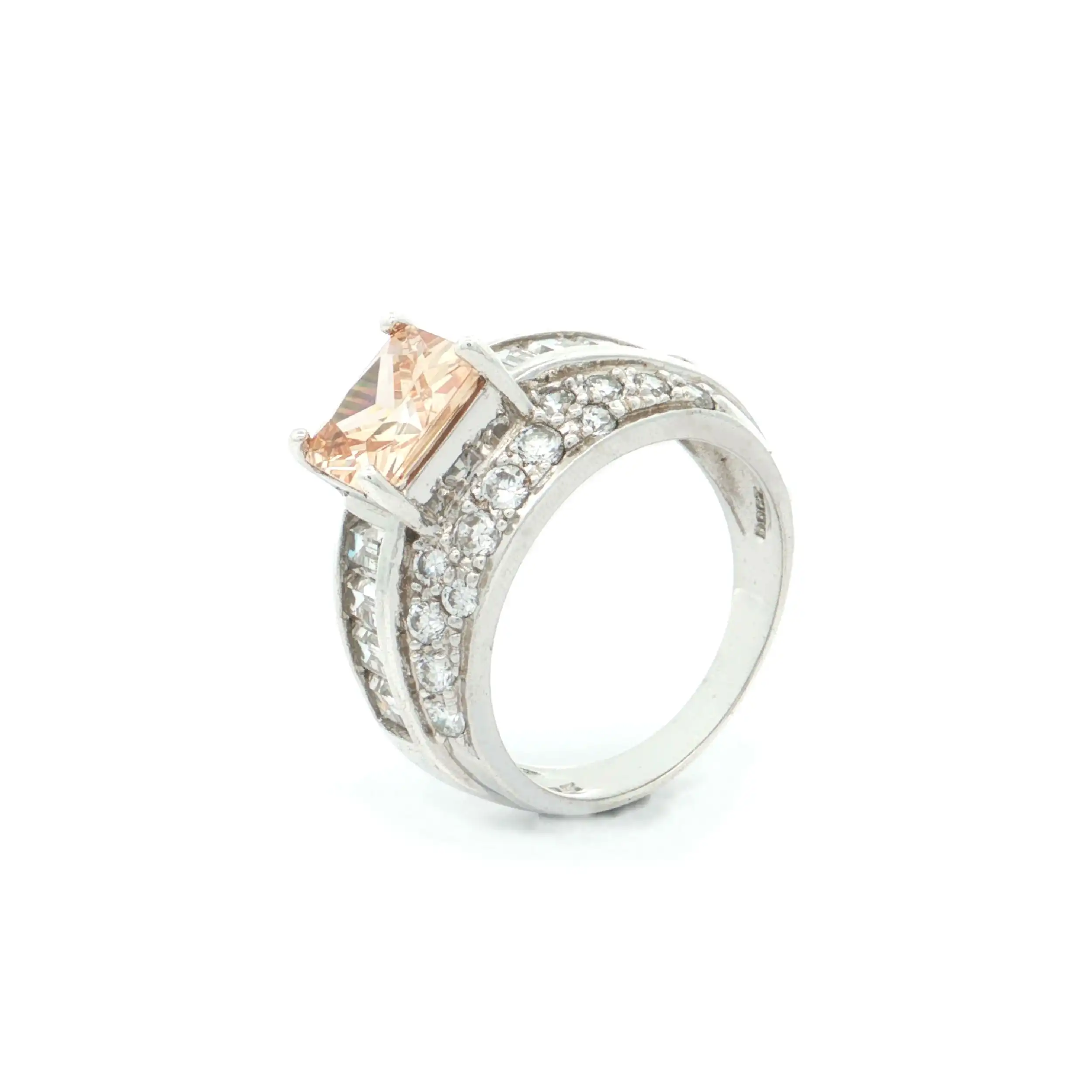 Ring Silber mit Farbstein und Zirkonia