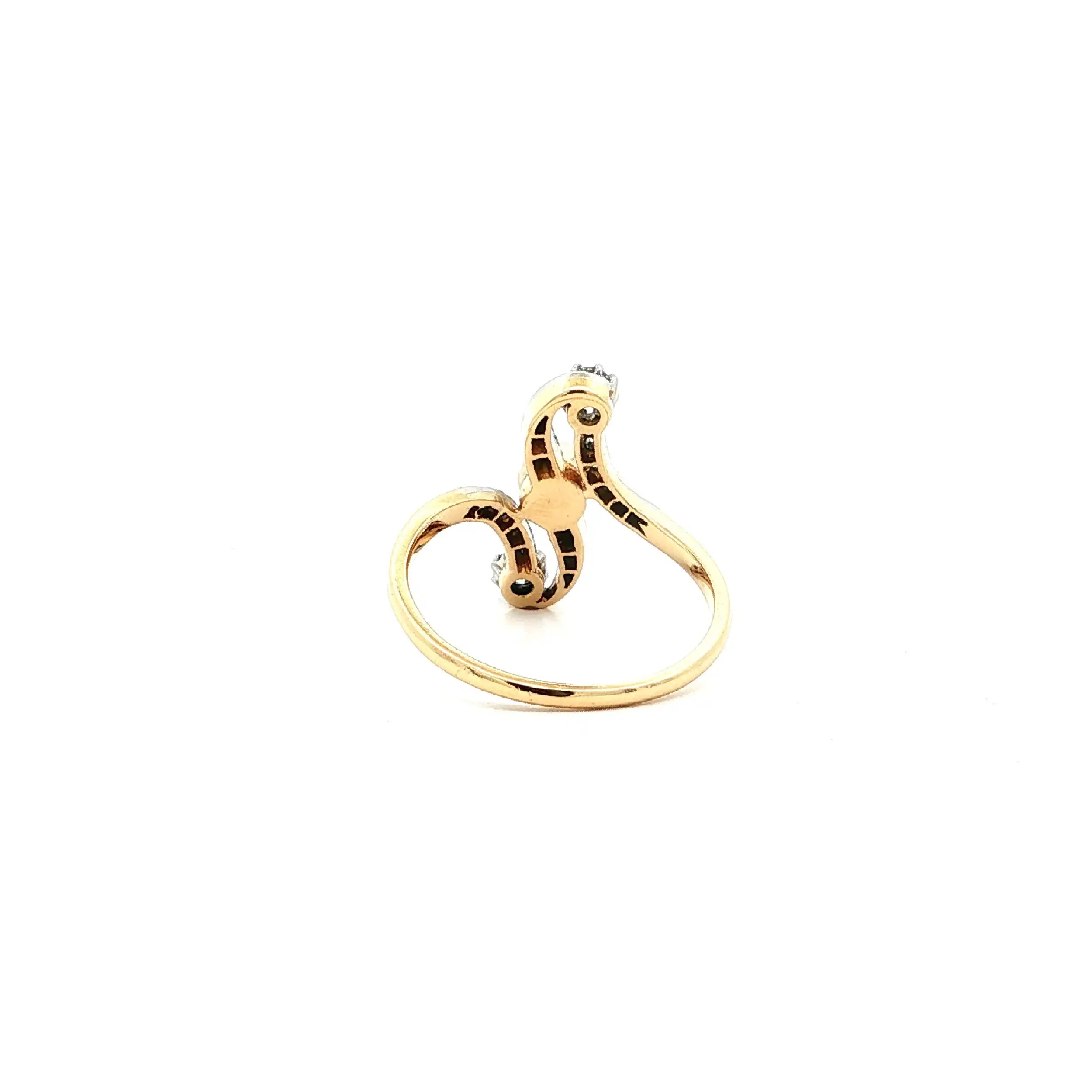 Ring Bicolor Art-Deco mit Perle & Altschliff-Brillanten & Diamantrosen