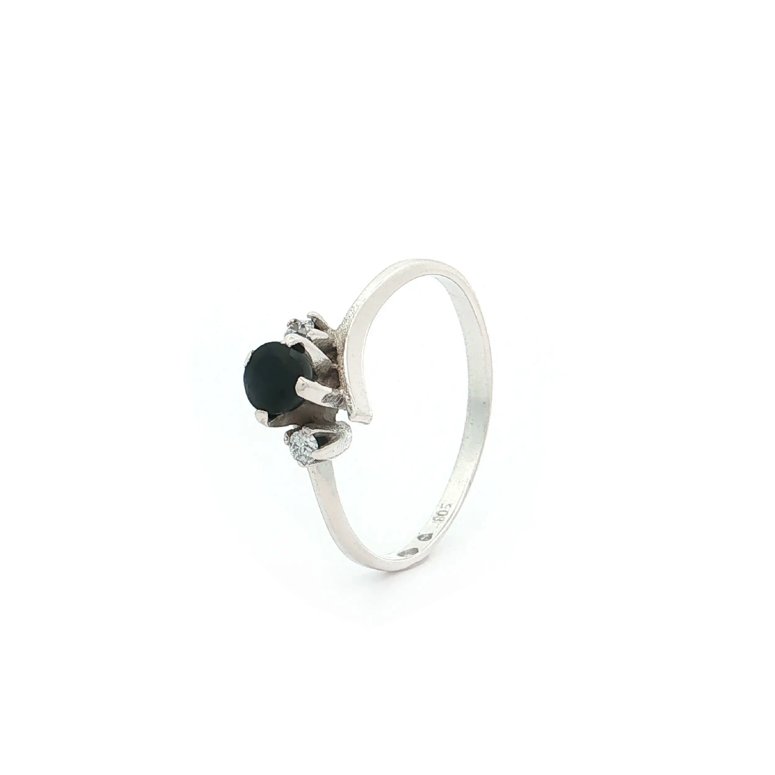 Ring Weißgold mit Saphir und Zirkonia
