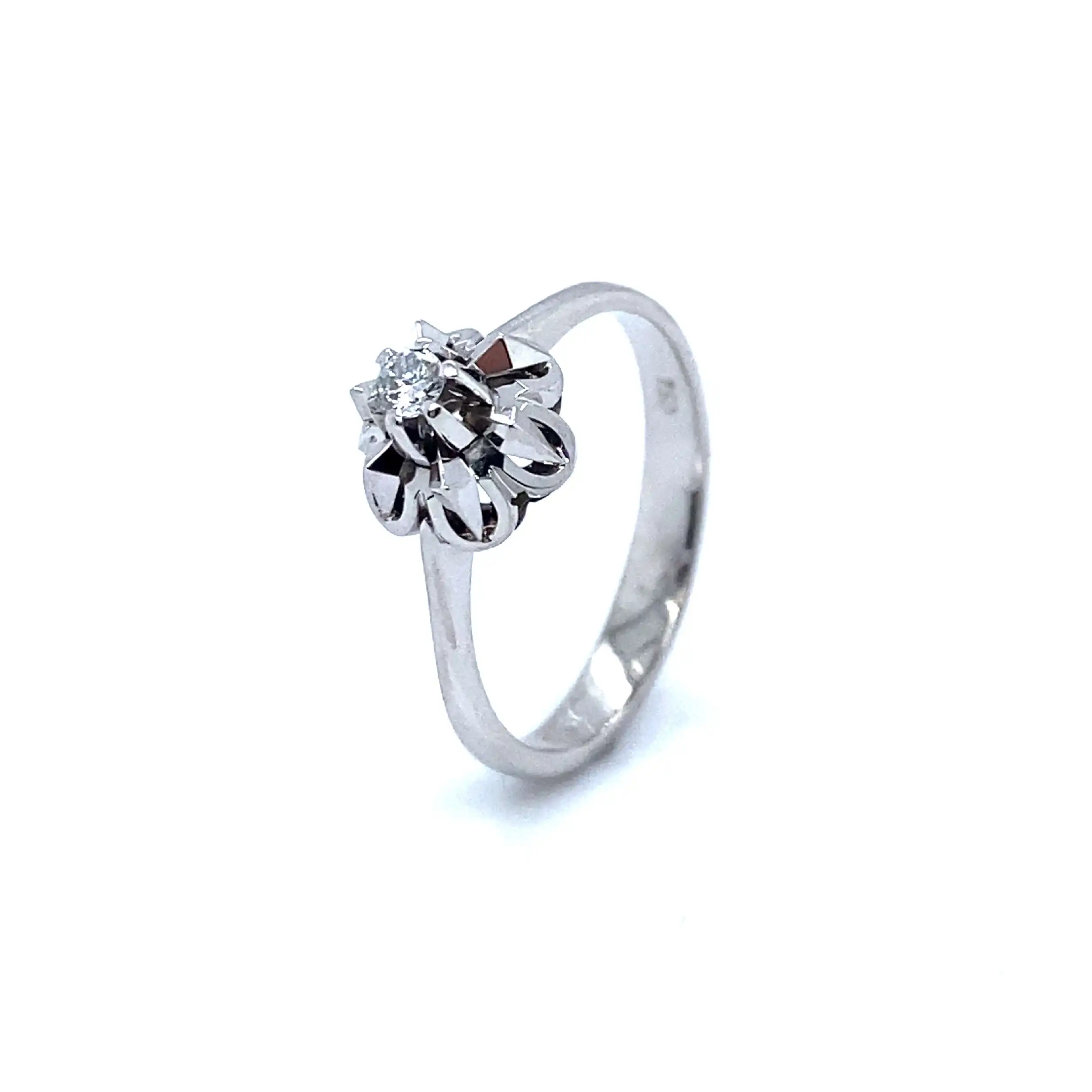 Ring Weißgold mit Brillant, graviert mit 0,07ct.