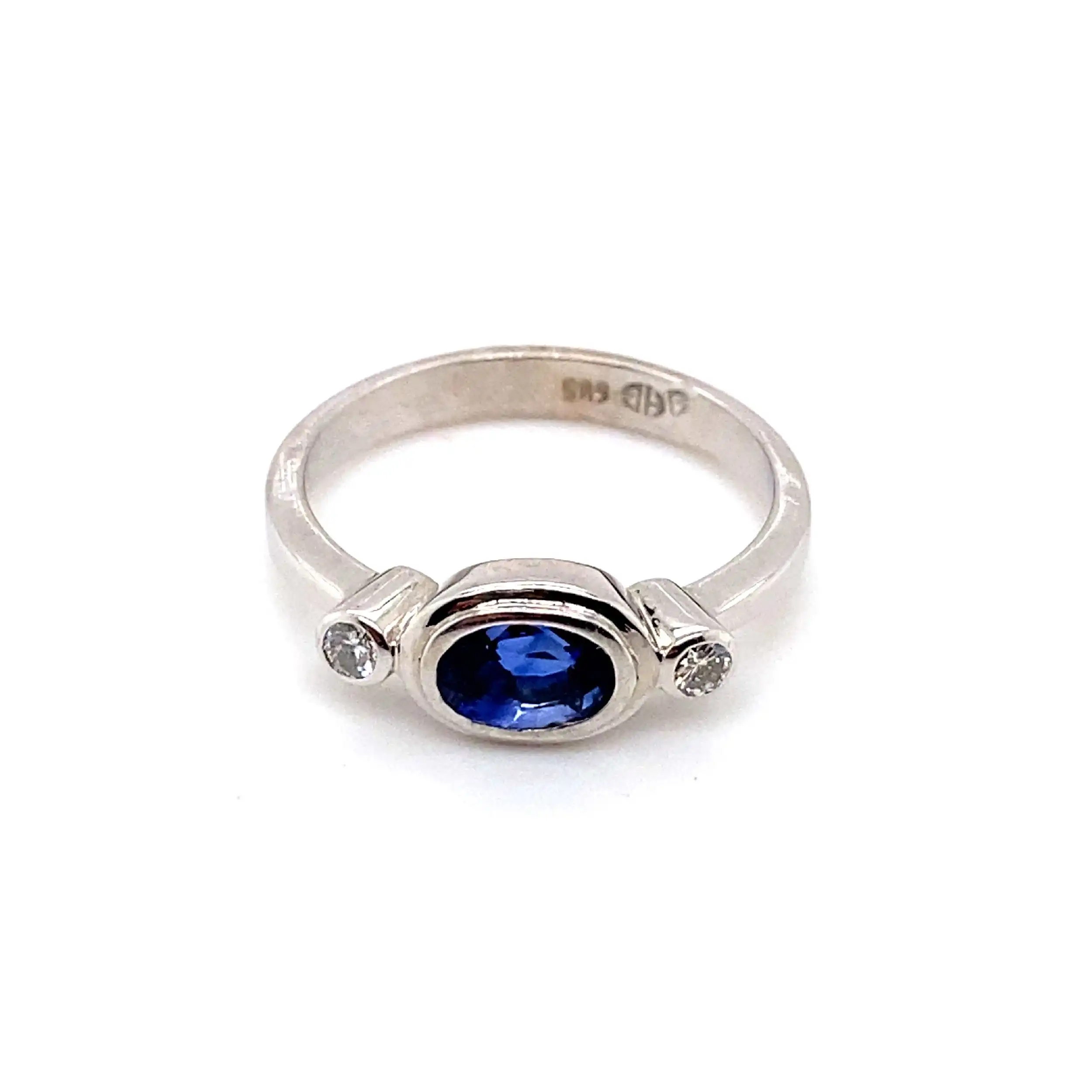 Ring Weißgold mit Saphir und Brillanten, mit Expertise von EPL