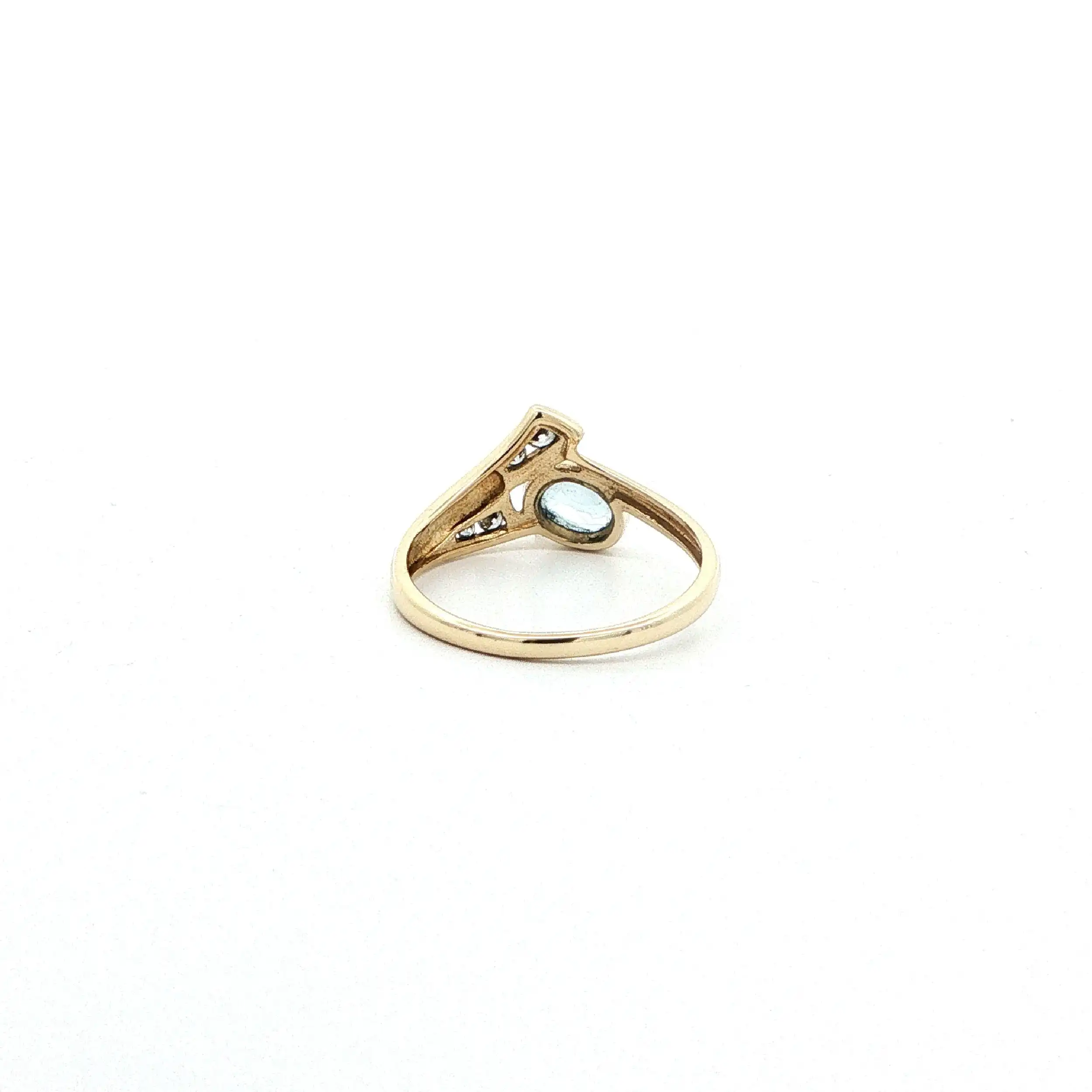 Ring Gelbgold mit hellblauem Farbstein & Zirkonia