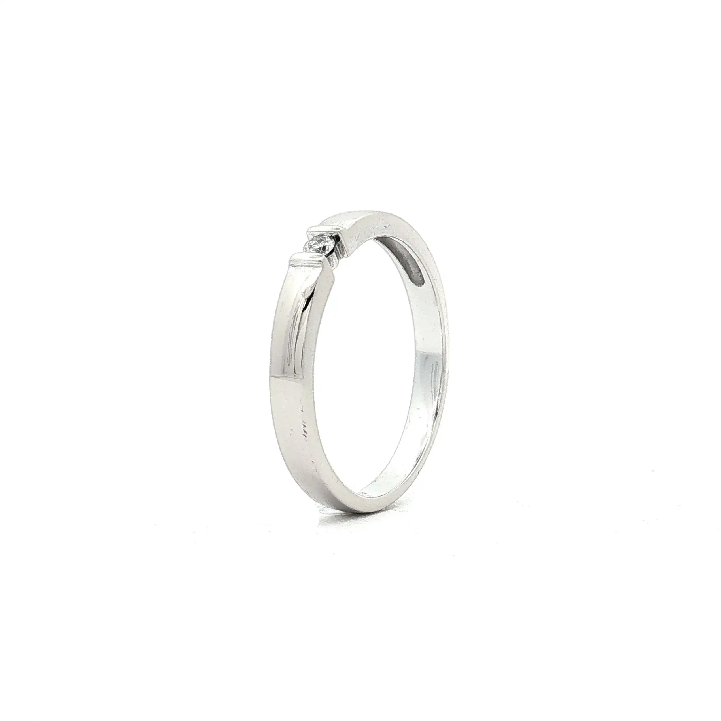 Ring Weißgold mit Brillant Solitär, graviert mit 0,04 ct