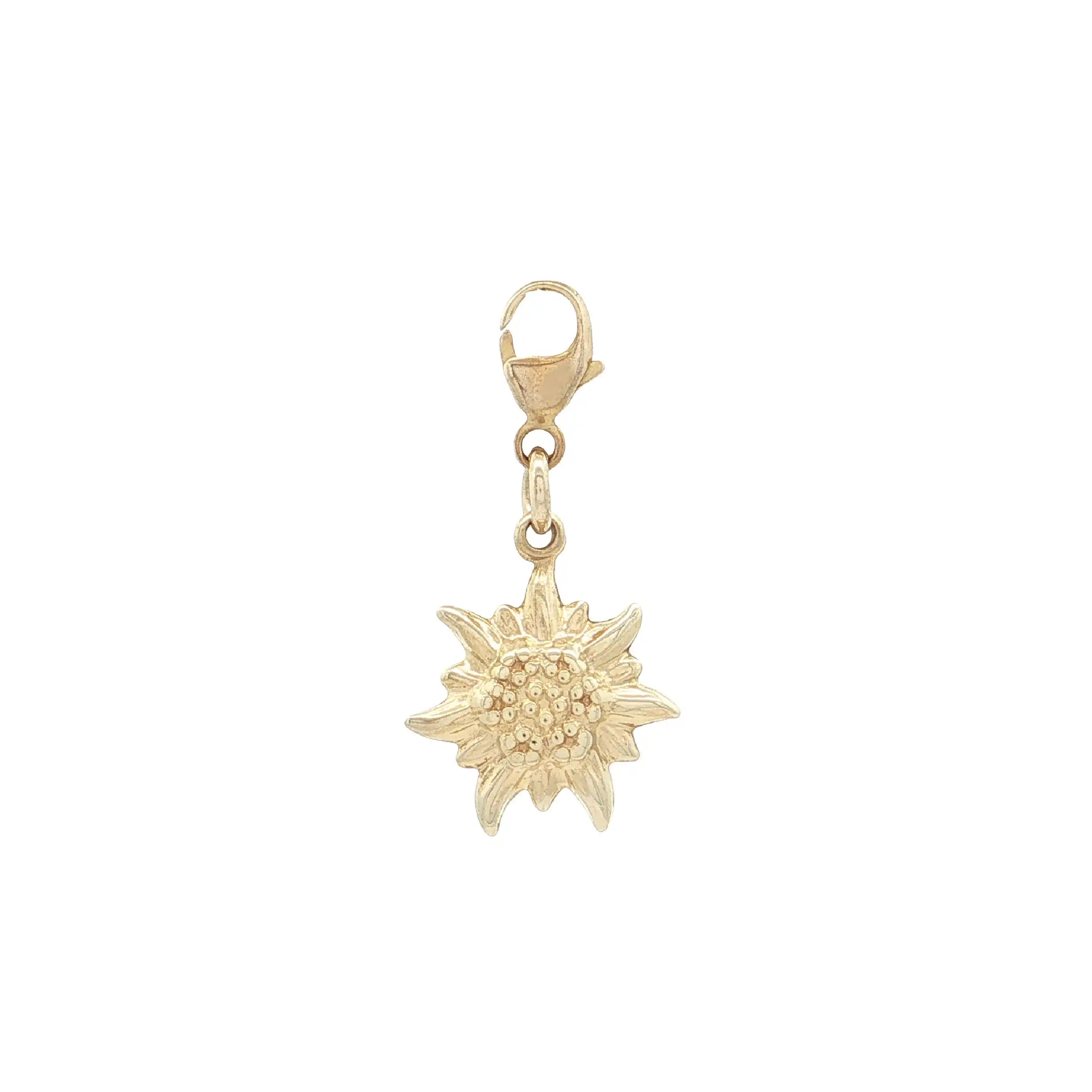 Anhänger / Charm mit Karabinerverschluss Gelbgold Edelweiß
