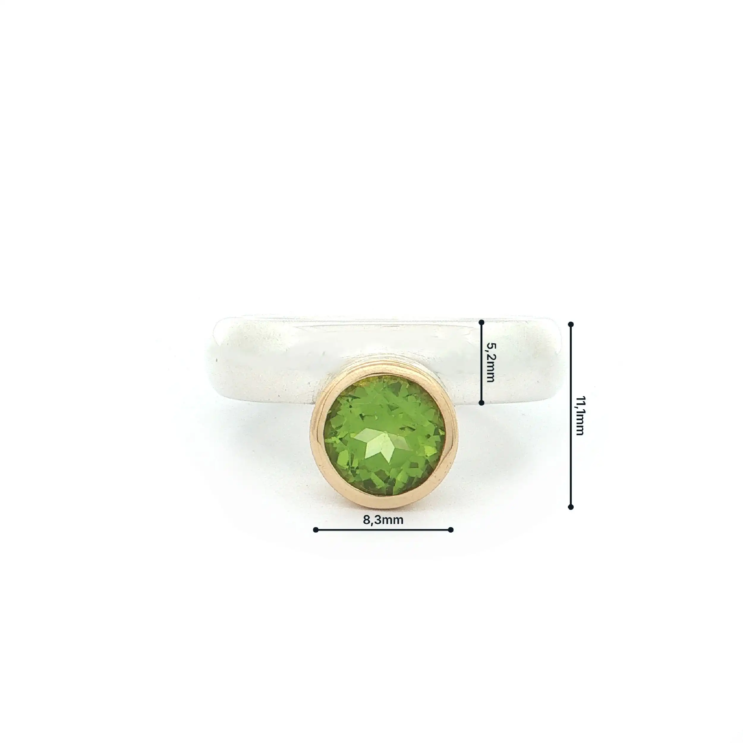 Ring Silber mit Gelbgold Fassung mit Peridot