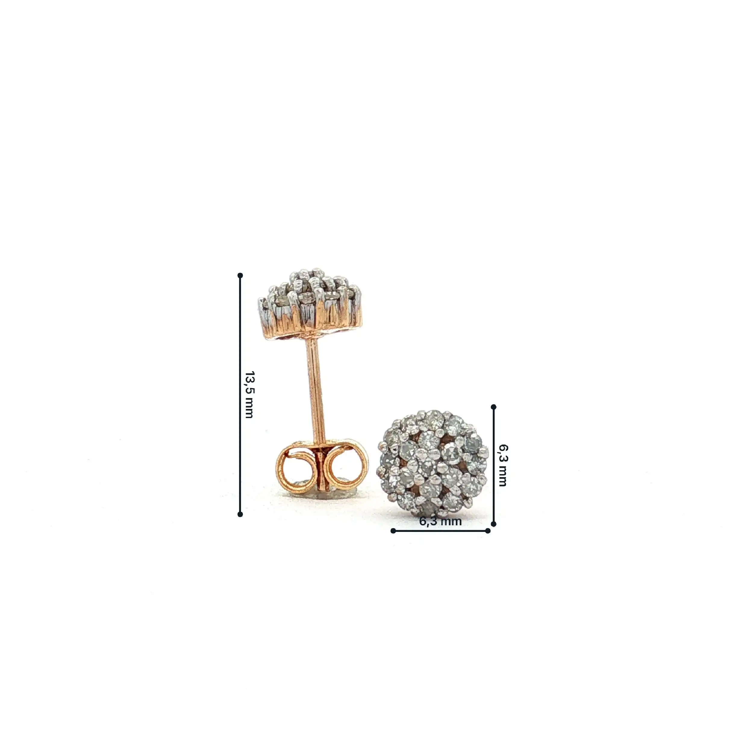 Ohrstecker Gelbgold Bicolor mit Brillanten