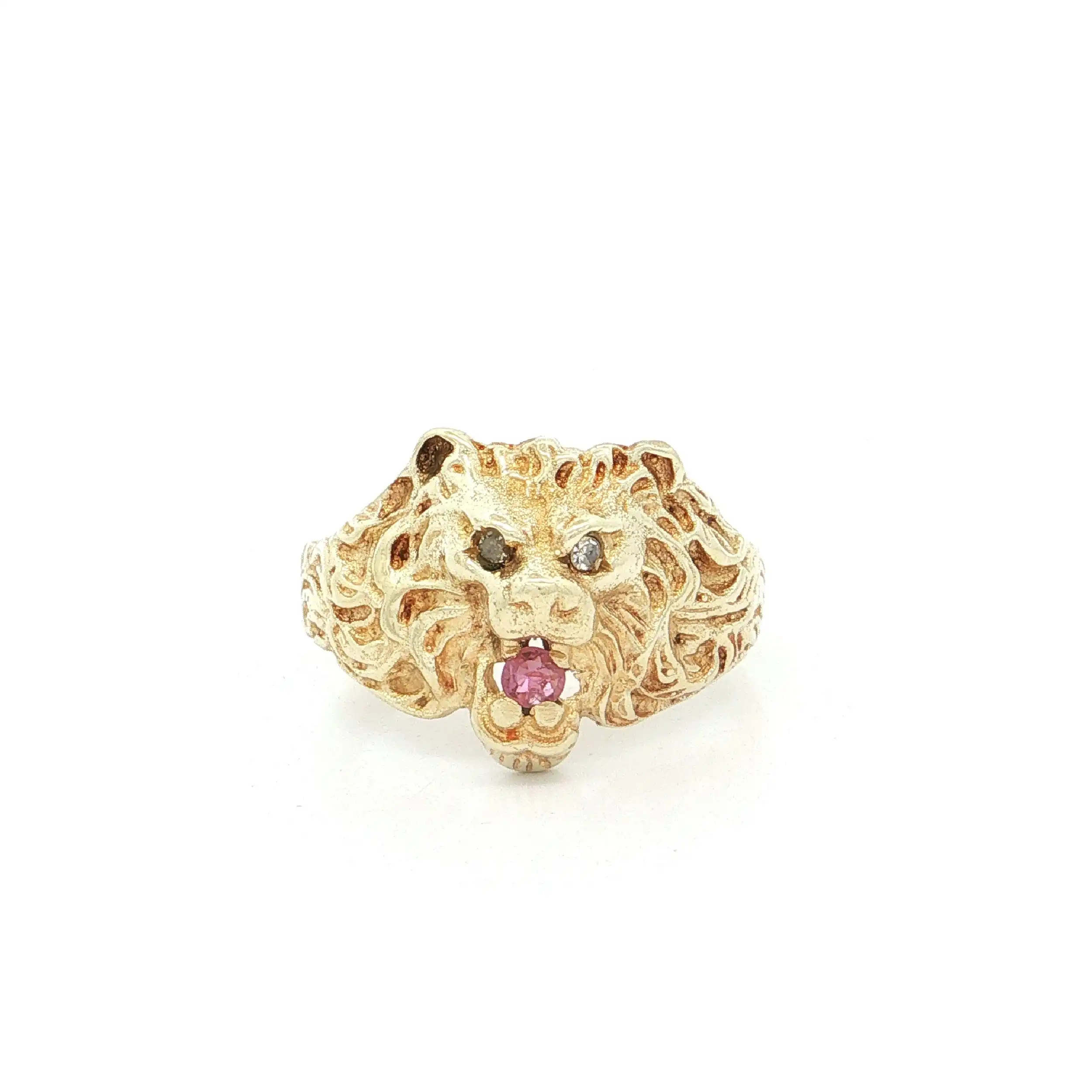 Ring Gelbgold Löwe mit Rubin