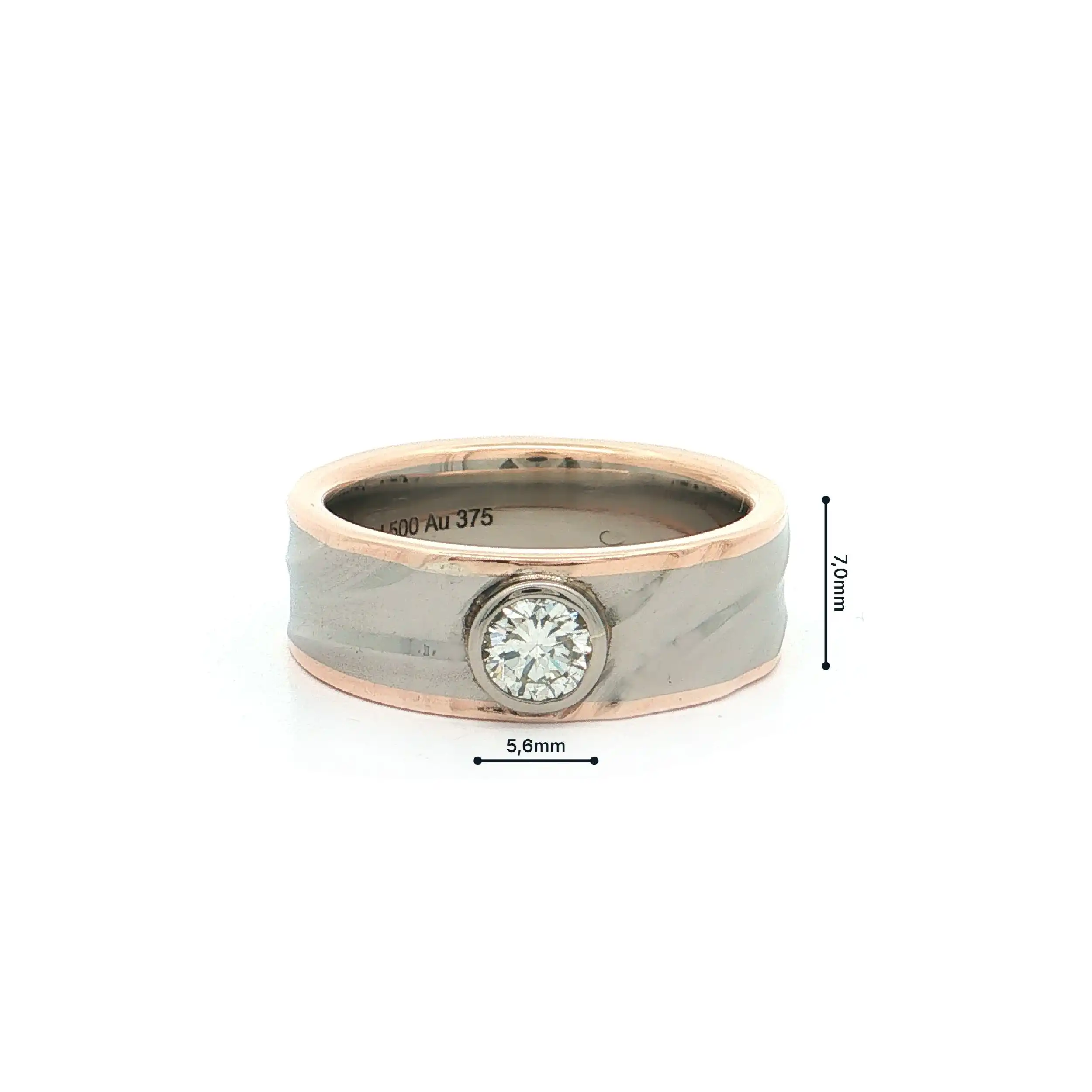 Ring Rosegold und Palladium mit Brillant
