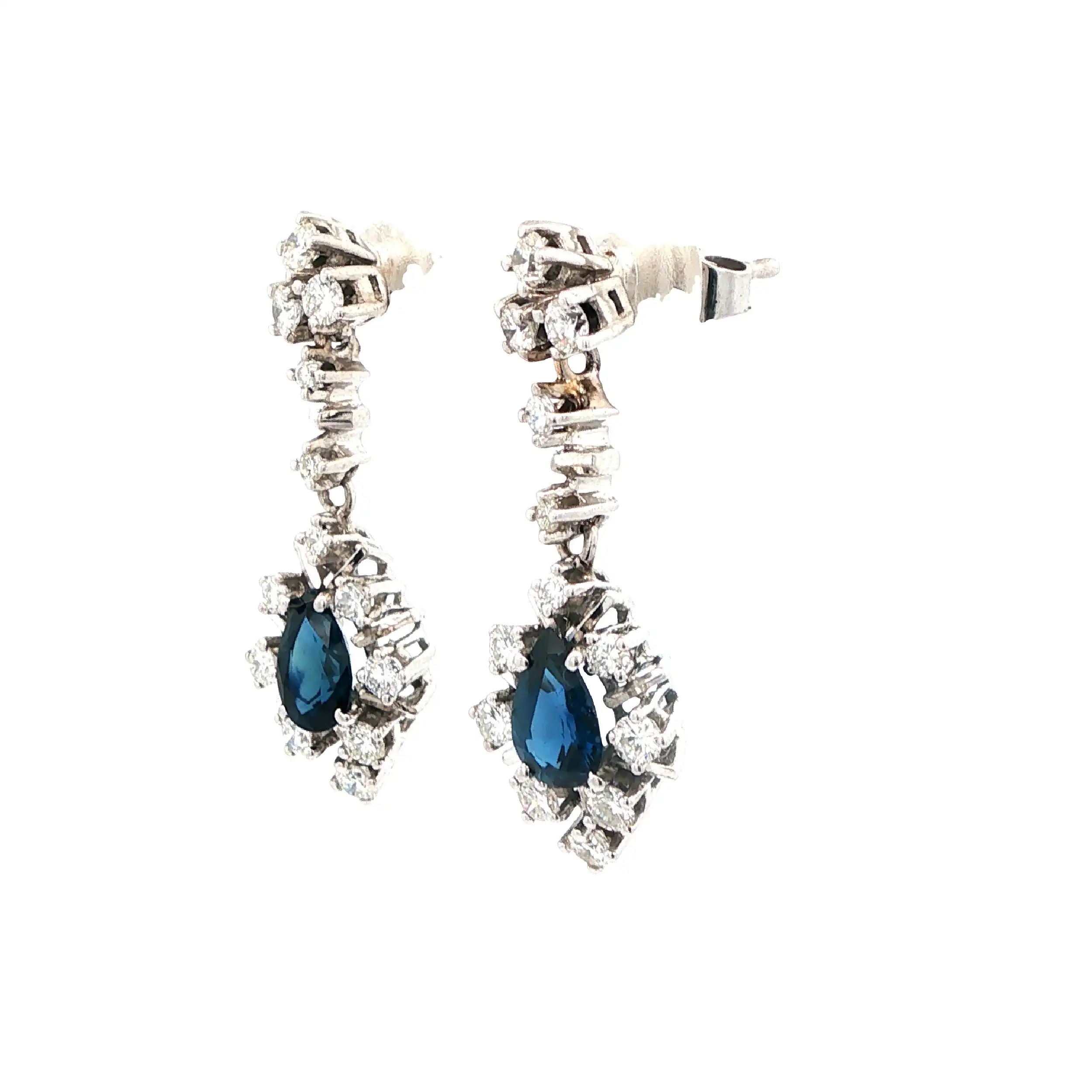 Ohrstecker Weißgold mit Brillanten und blauen Farbsteinen Ohrstecker Weißgold mit Brillanten und blauen Farbsteinen