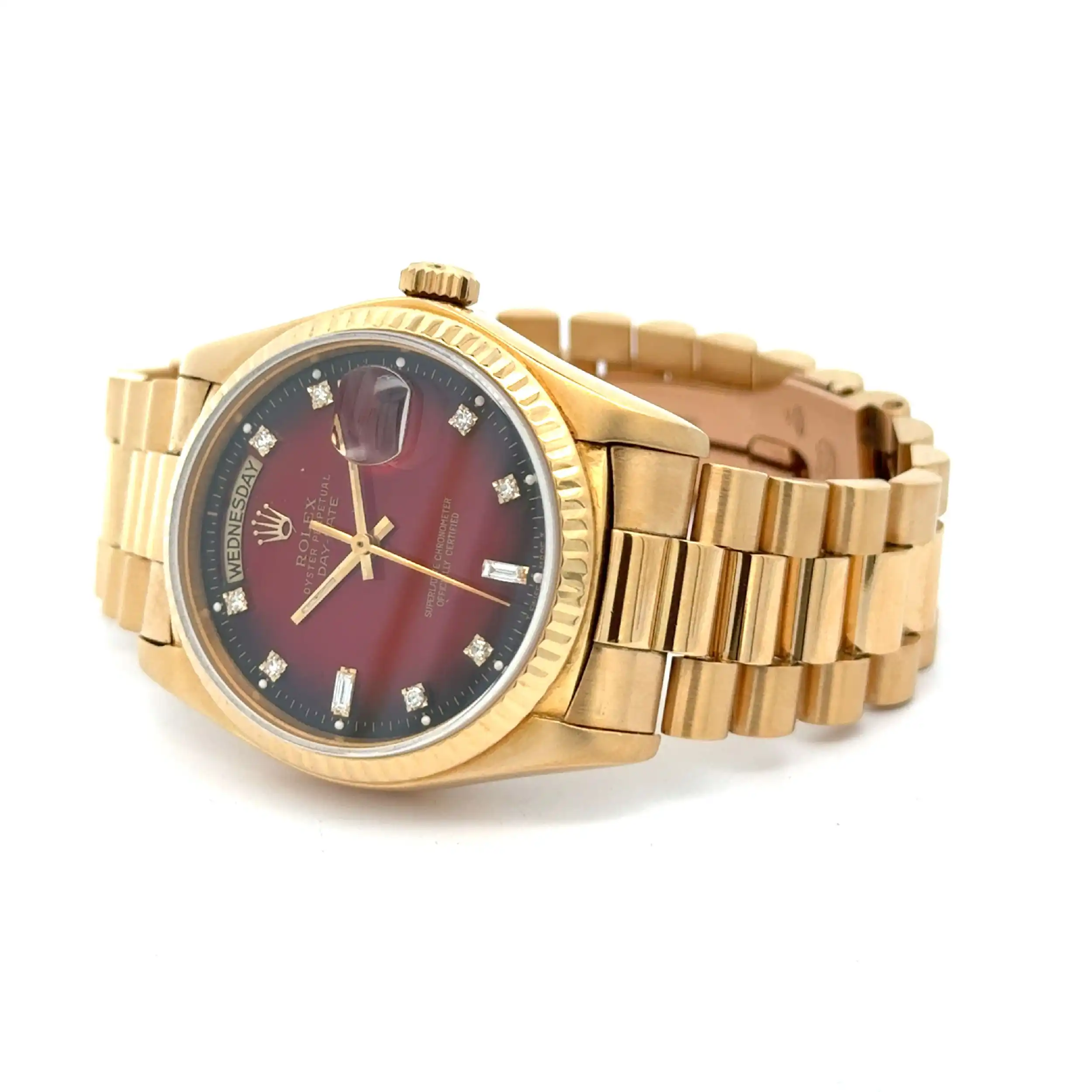 Herrenuhr Rolex Day-Date President Red-Vignette-Diamonds-Dial Vollgold Herrenuhr Rolex Day-Date President Red-Vignette-Diamonds-Dial Vollgold