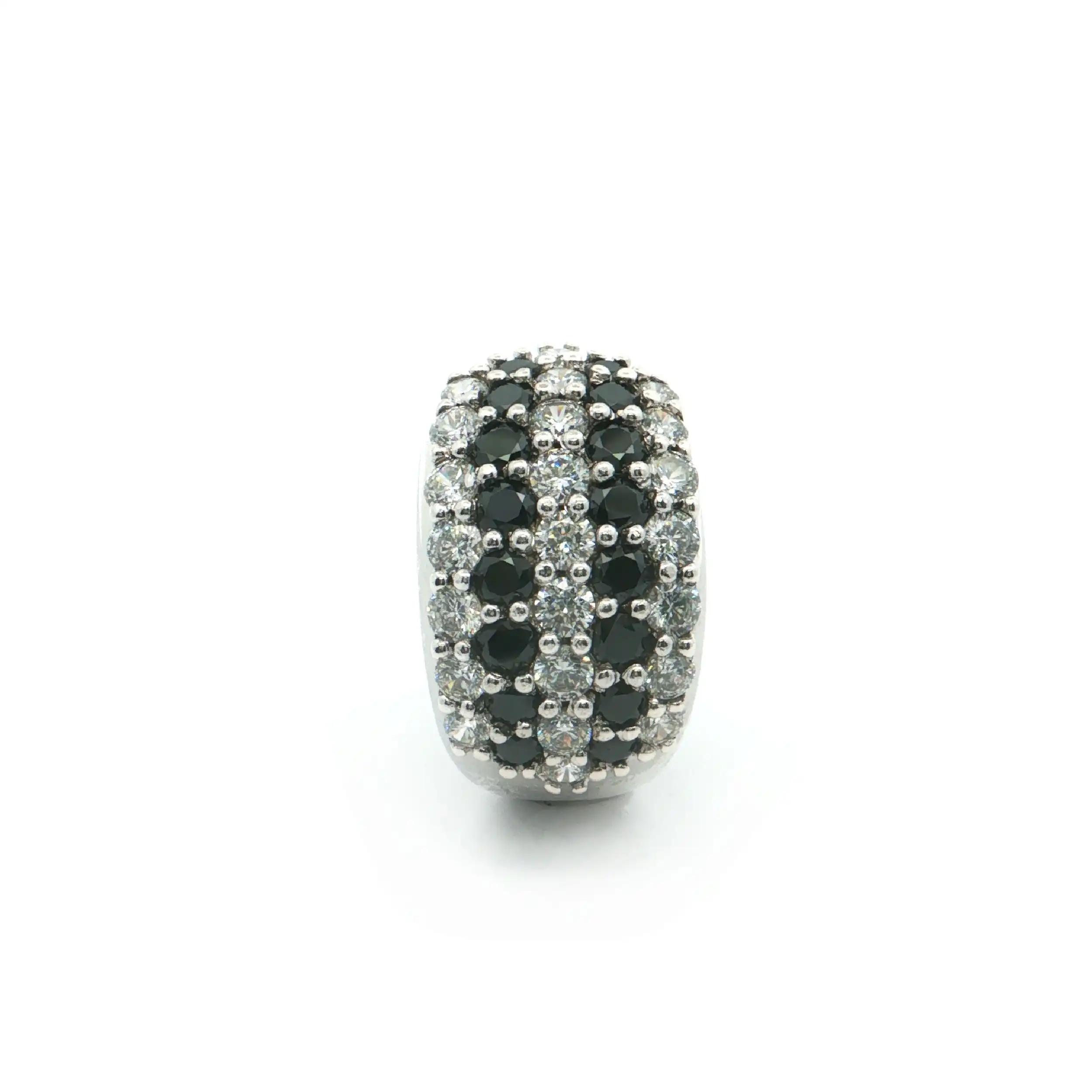 Ring Silber mit schwarzen und weißen Zirkonia