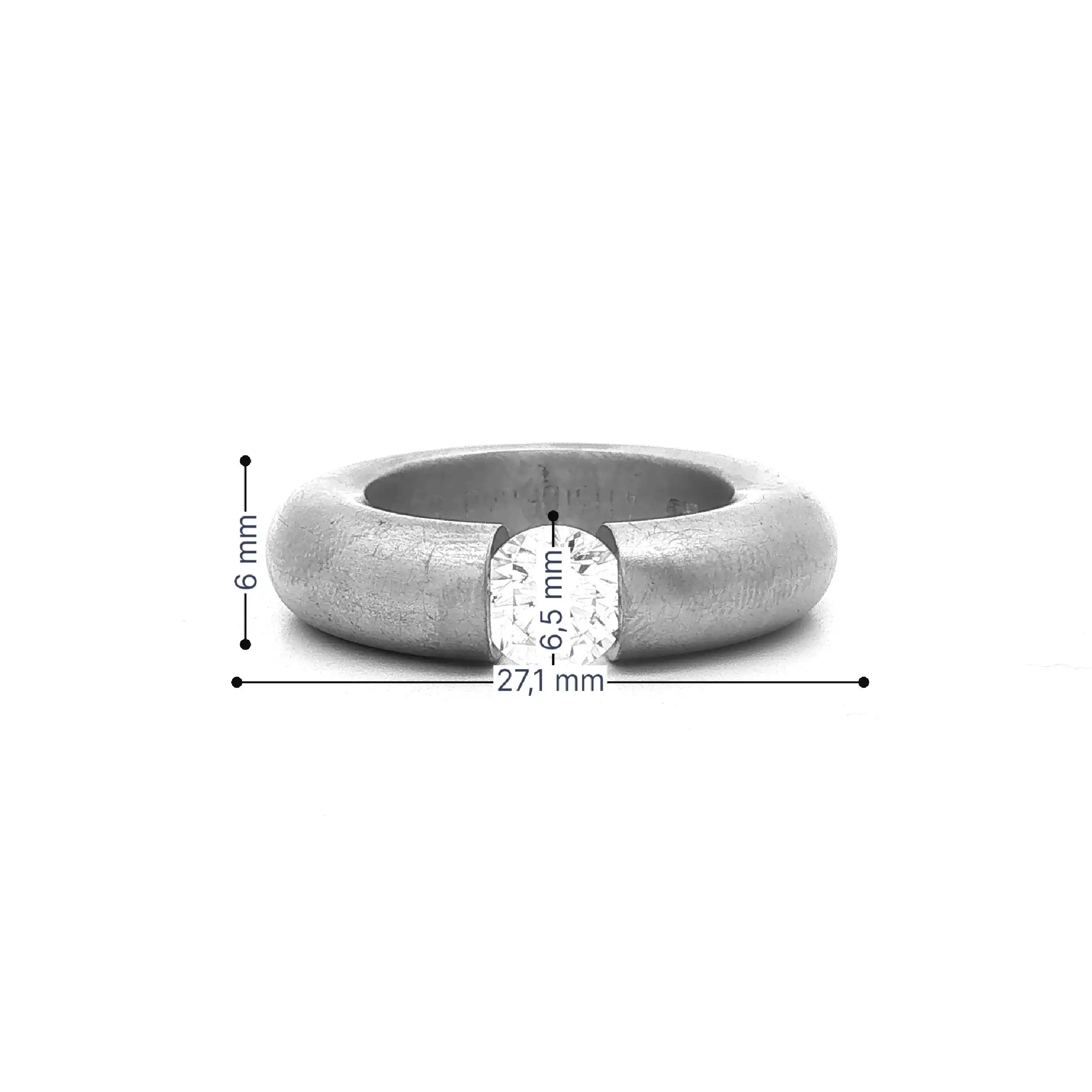 Spannring Silber Niessing "Musterring" Halbrund mit Zirkonia