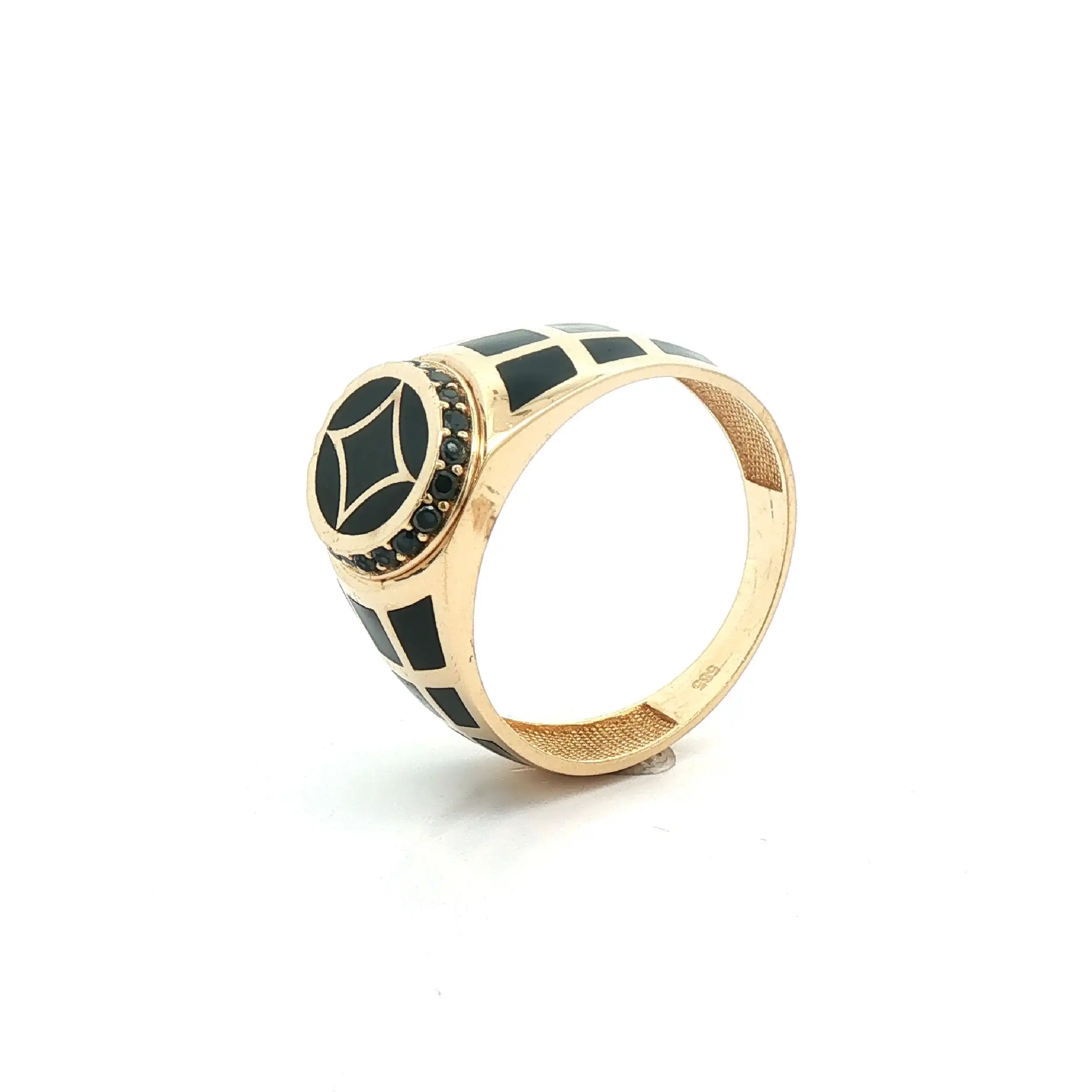 Herrenring Gelbgold mit schwarzer Emaille