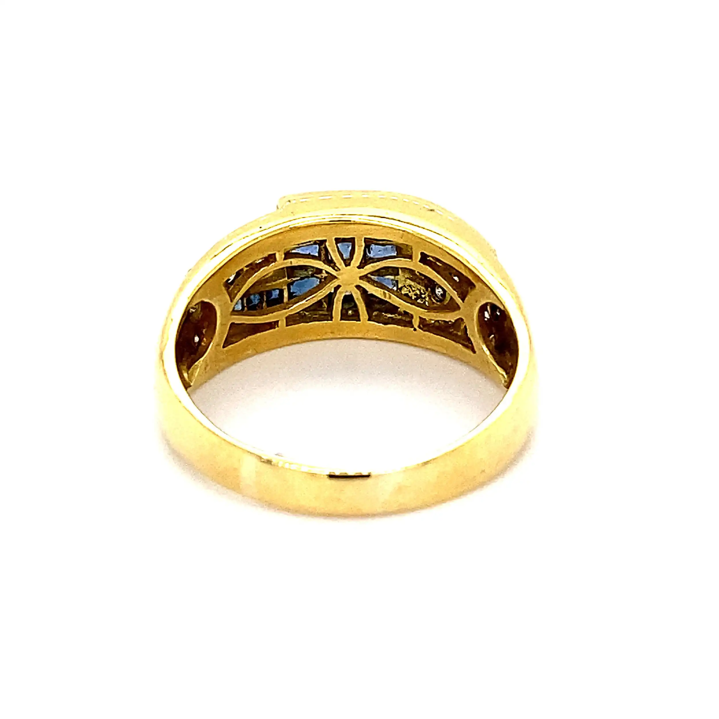 Ring Gelbgold mit Brillanten und blauen Farbsteinen